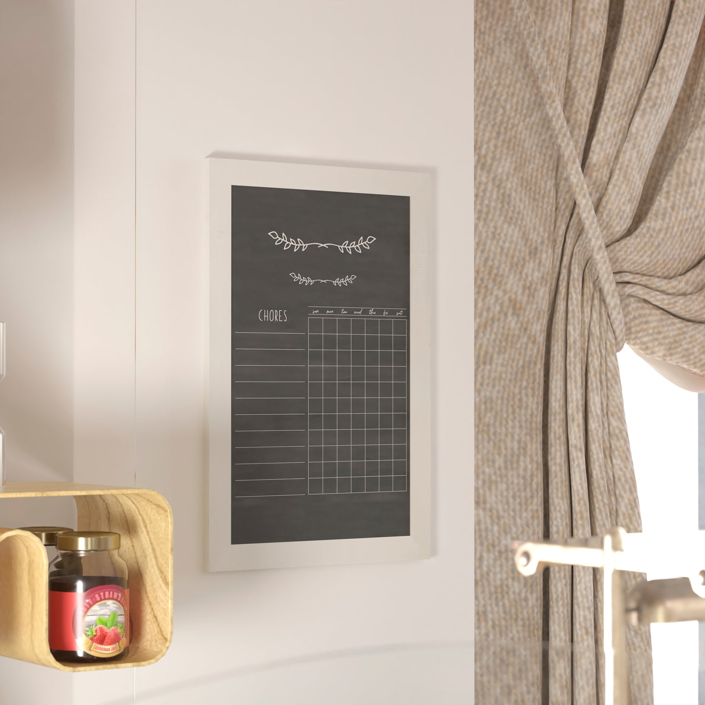 Canterbury 20" x 30" White Wall Mount Magnetic Chalkboard Sign with Eraser, Hanging Wall Chalkboard Memo Board for Home, School, or Business Solid White