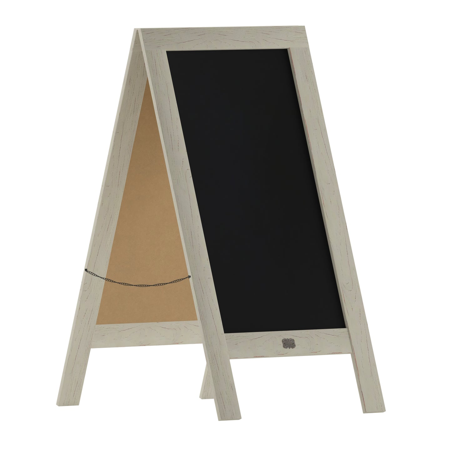 Canterbury 40" x 20" Vintage Wooden A-Frame Magnetic Indoor/Outdoor Chalkboard Sign, Freestanding Double Sided Extra Large Message Board, White Solid White HGWA-GDI-CRE8-454315-GG