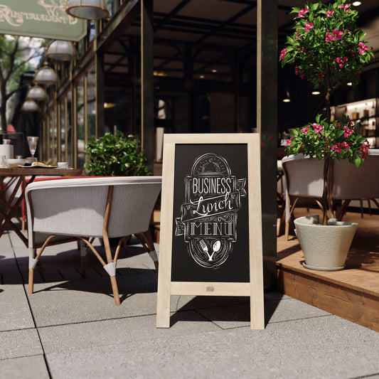 Canterbury 40" x 20" Vintage Wooden A-Frame Magnetic Indoor/Outdoor Chalkboard Sign, Freestanding Double Sided Extra Large Message Board, Weathered Weathered Brown