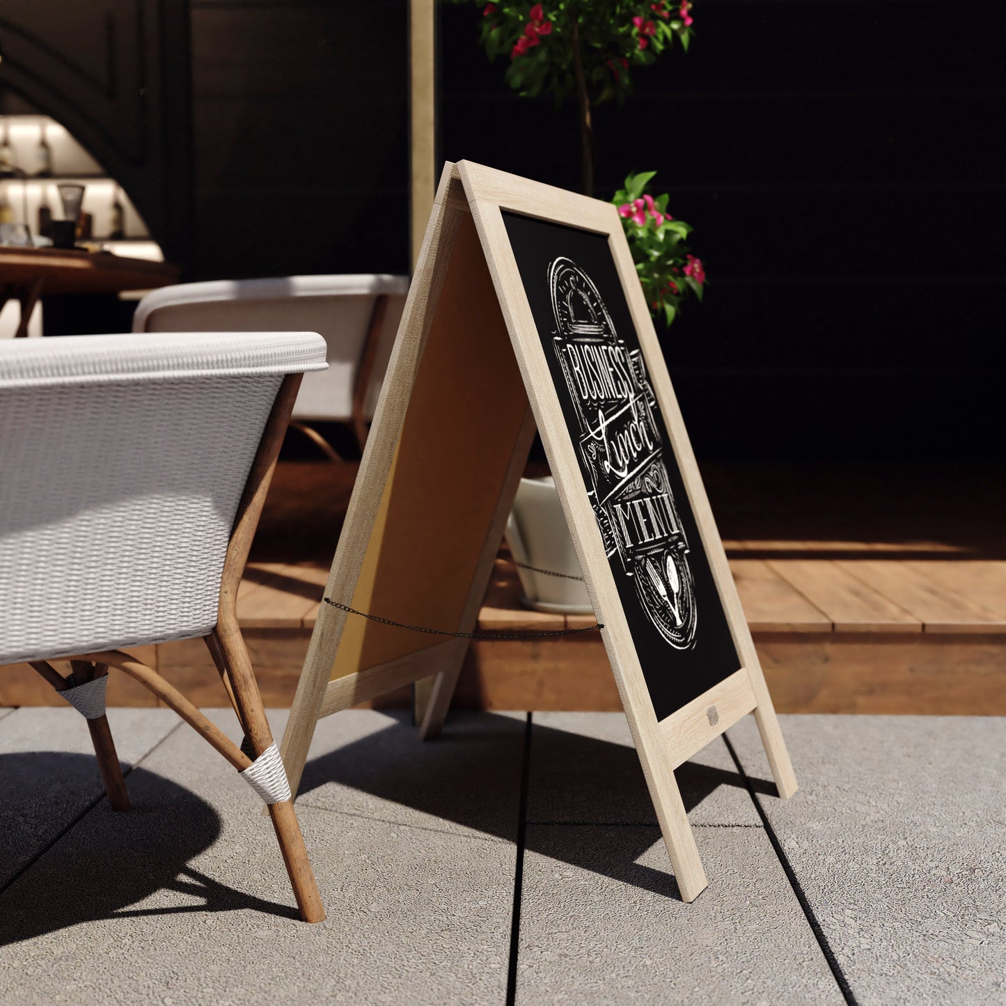 Canterbury 40" x 20" Vintage Wooden A-Frame Magnetic Indoor/Outdoor Chalkboard Sign, Freestanding Double Sided Extra Large Message Board, Weathered Weathered Brown