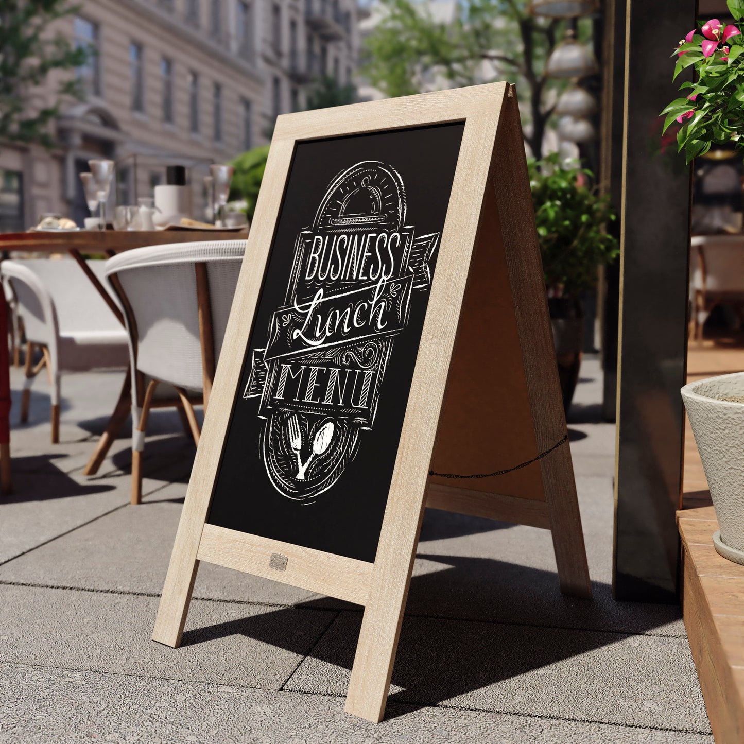 Canterbury 40" x 20" Vintage Wooden A-Frame Magnetic Indoor/Outdoor Chalkboard Sign, Freestanding Double Sided Extra Large Message Board, Weathered Weathered Brown