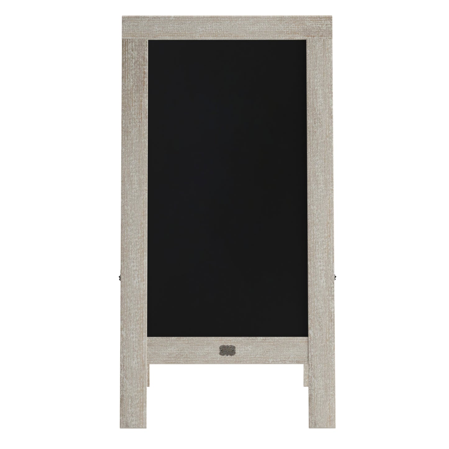 Canterbury 40" x 20" Weathered Wooden Indoor/Outdoor A-Frame Magnetic Chalkboard Sign Set with 8 Chalk Markers, 10 Stencils, and 2 Magnets, and Eraser Weathered Brown