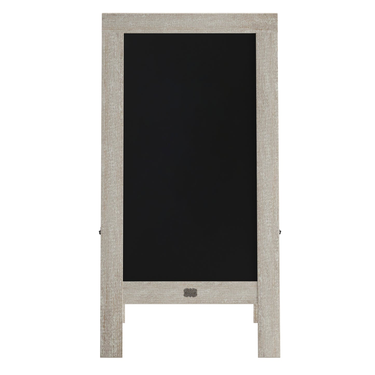 Canterbury 40" x 20" Weathered Wooden Indoor/Outdoor A-Frame Magnetic Chalkboard Sign Set with 8 Chalk Markers, 10 Stencils, and 2 Magnets, and Eraser Weathered Brown