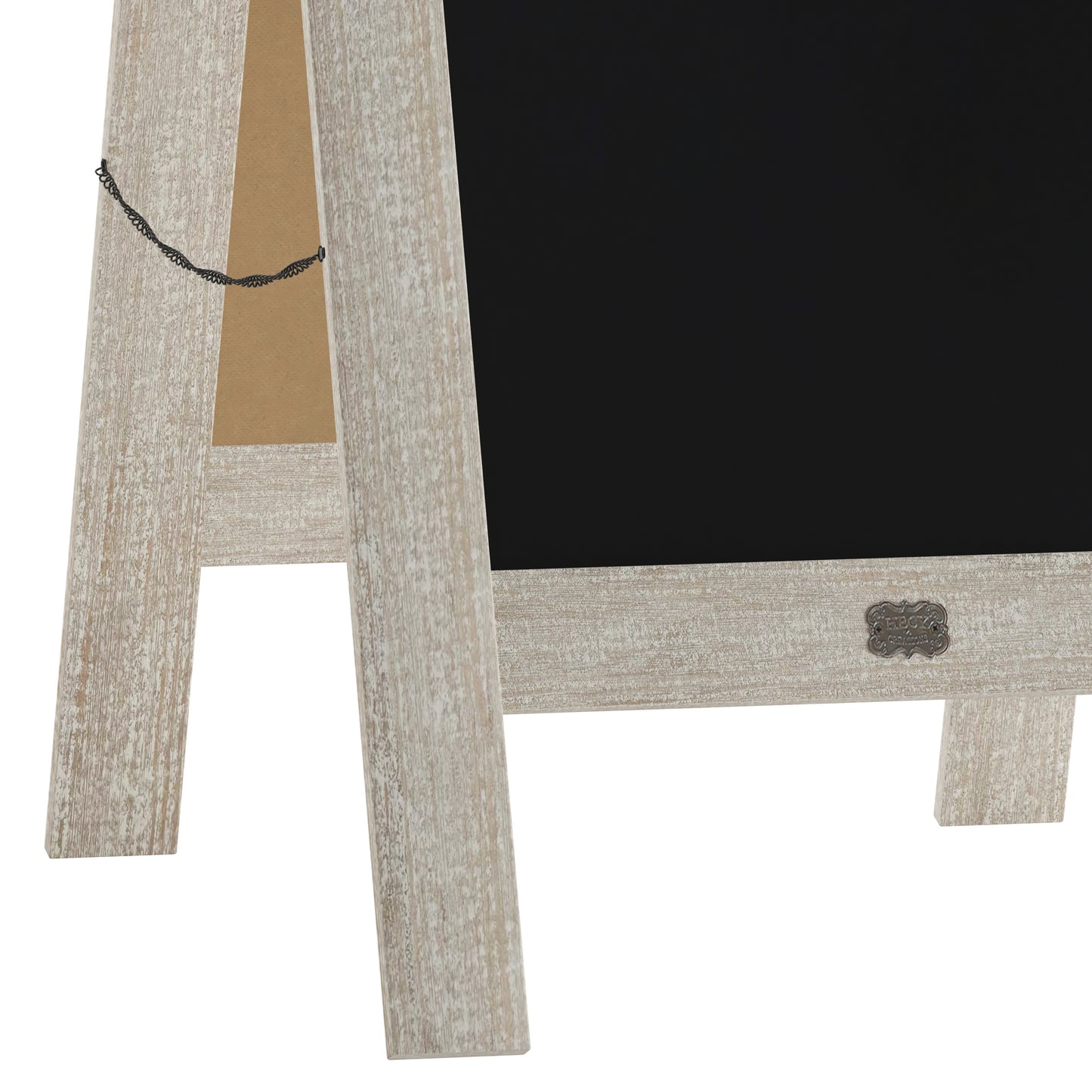 Canterbury 40" x 20" Weathered Wooden Indoor/Outdoor A-Frame Magnetic Chalkboard Sign Set with 8 Chalk Markers, 10 Stencils, and 2 Magnets, and Eraser Weathered Brown