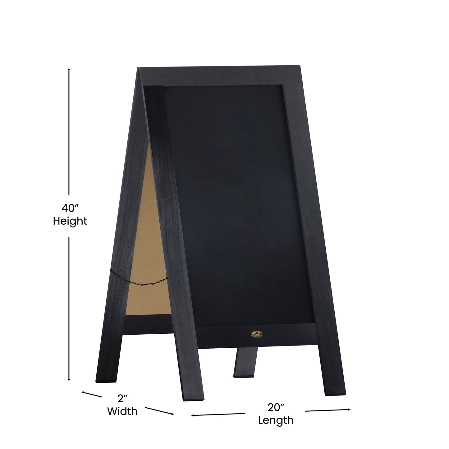Canterbury 40" x 20" Black Wooden Indoor/Outdoor A-Frame Magnetic Chalkboard Sign Set with 8 Chalk Markers, 10 Stencils, and 2 Magnets, and Eraser Black