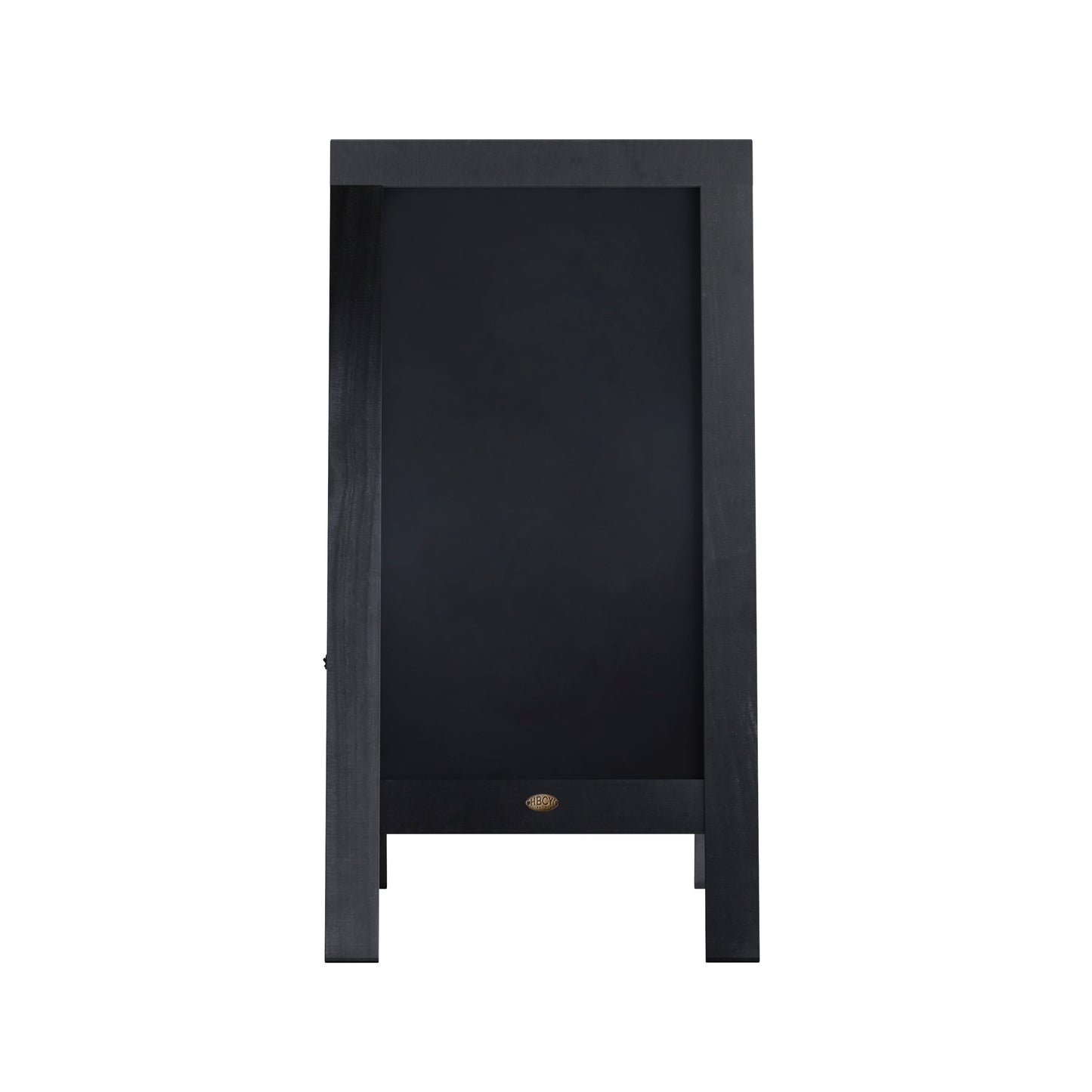 Canterbury 40" x 20" Black Wooden Indoor/Outdoor A-Frame Magnetic Chalkboard Sign Set with 8 Chalk Markers, 10 Stencils, and 2 Magnets, and Eraser Black