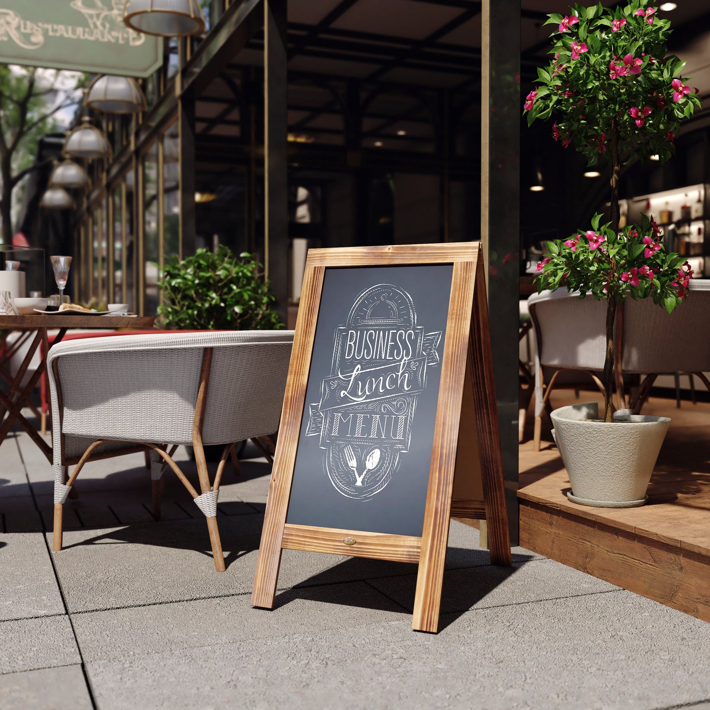 Canterbury 40" x 20" Vintage Wooden A-Frame Magnetic Indoor/Outdoor Chalkboard Sign, Freestanding Double Sided Extra Large Message Board, Rustic Brown Rustic Brown HGWA-GDIS-CRE8-442315-GG
