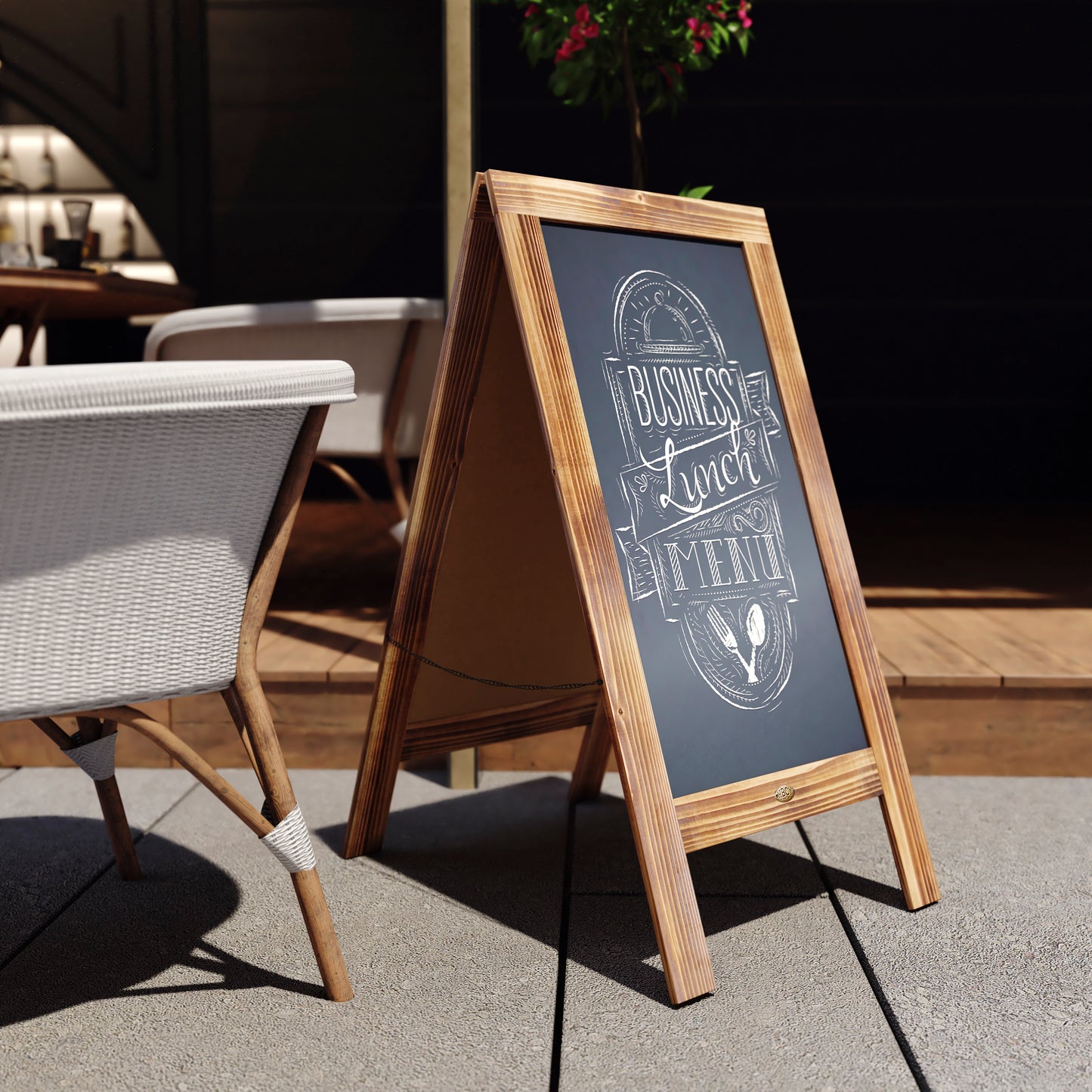Canterbury 40" x 20" Vintage Wooden A-Frame Magnetic Indoor/Outdoor Chalkboard Sign, Freestanding Double Sided Extra Large Message Board, Rustic Brown Rustic Brown HGWA-GDIS-CRE8-442315-GG