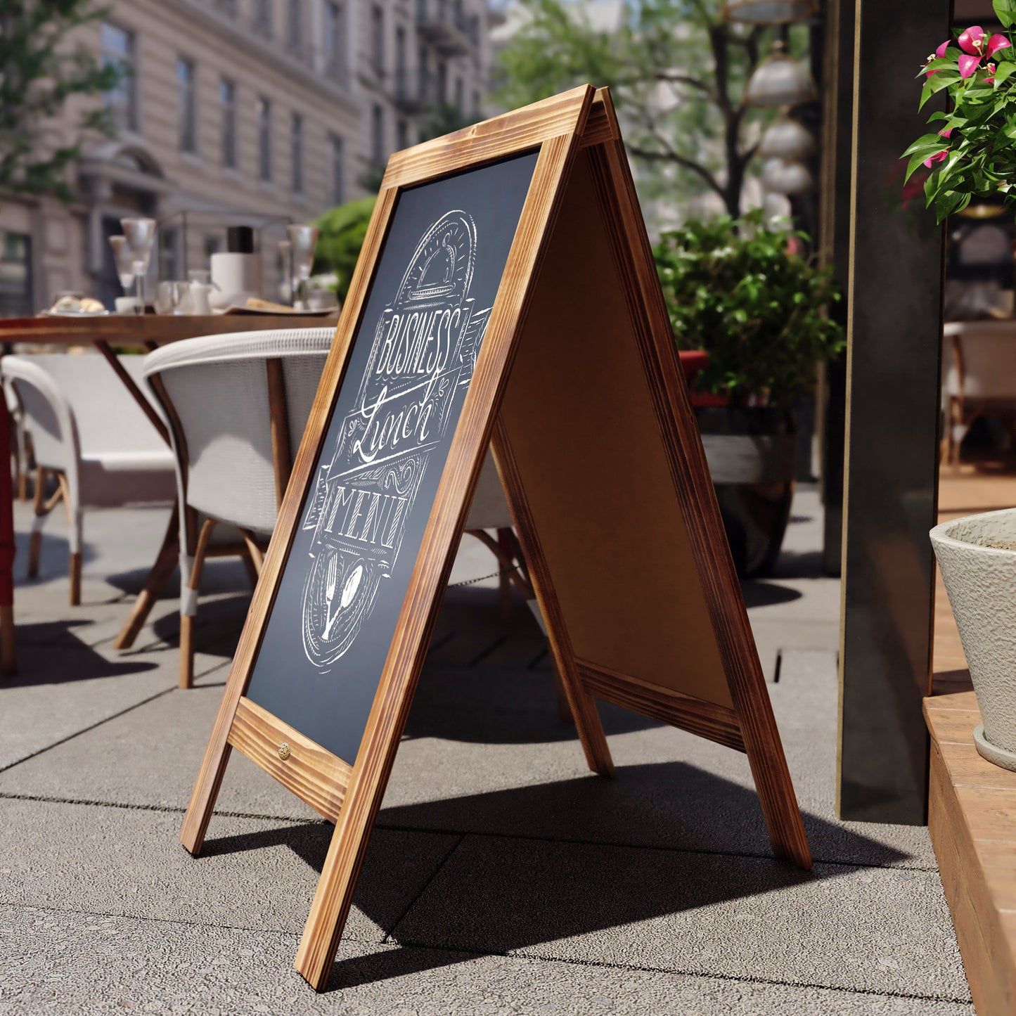 Canterbury 40" x 20" Vintage Wooden A-Frame Magnetic Indoor/Outdoor Chalkboard Sign, Freestanding Double Sided Extra Large Message Board, Rustic Brown Rustic Brown HGWA-GDIS-CRE8-442315-GG