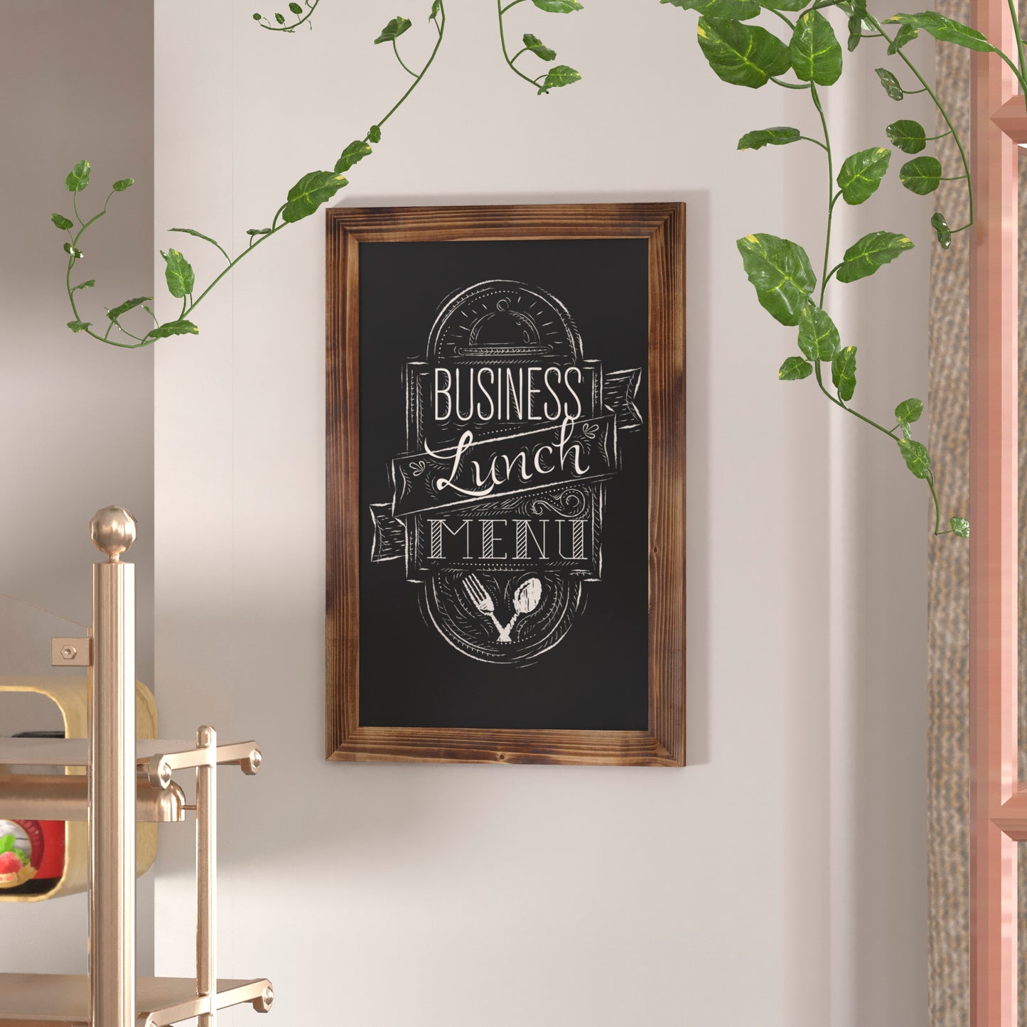 Canterbury 20" x 30" Torched Wood Wall Mount Magnetic Chalkboard Sign with Eraser, Hanging Wall Chalkboard Memo Board for Home, School, or Business Torched Brown HGWA-GDIS-CRE8-462315-GG