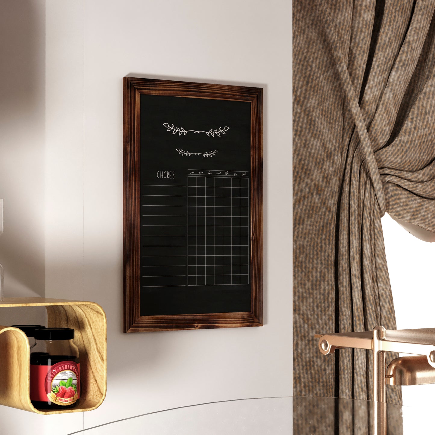 Canterbury 20" x 30" Torched Wood Wall Mount Magnetic Chalkboard Sign with Eraser, Hanging Wall Chalkboard Memo Board for Home, School, or Business Torched Brown HGWA-GDIS-CRE8-462315-GG
