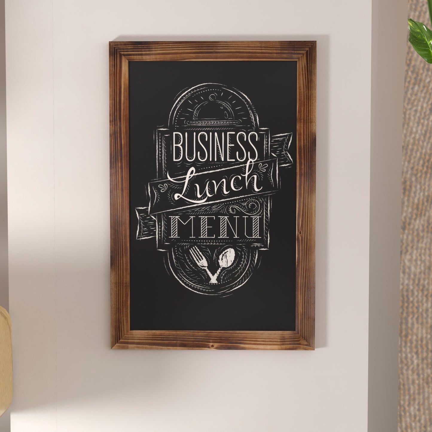 Canterbury 20" x 30" Torched Wood Wall Mount Magnetic Chalkboard Sign with Eraser, Hanging Wall Chalkboard Memo Board for Home, School, or Business Torched Brown HGWA-GDIS-CRE8-462315-GG