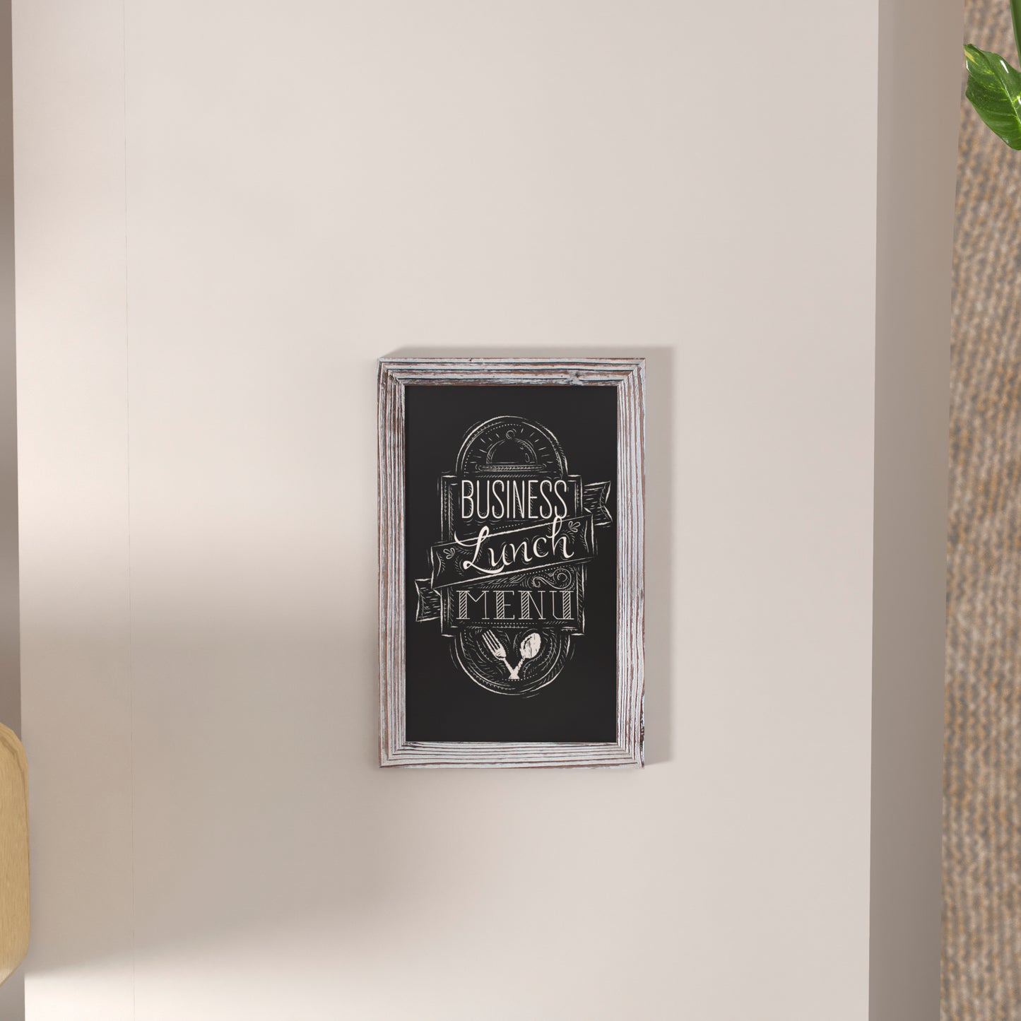 Canterbury 11" x 17" Whitewashed Wall Mount Magnetic Chalkboard Sign with Eraser, Hanging Wall Chalkboard Memo Board for Home, School, or Business White Washed