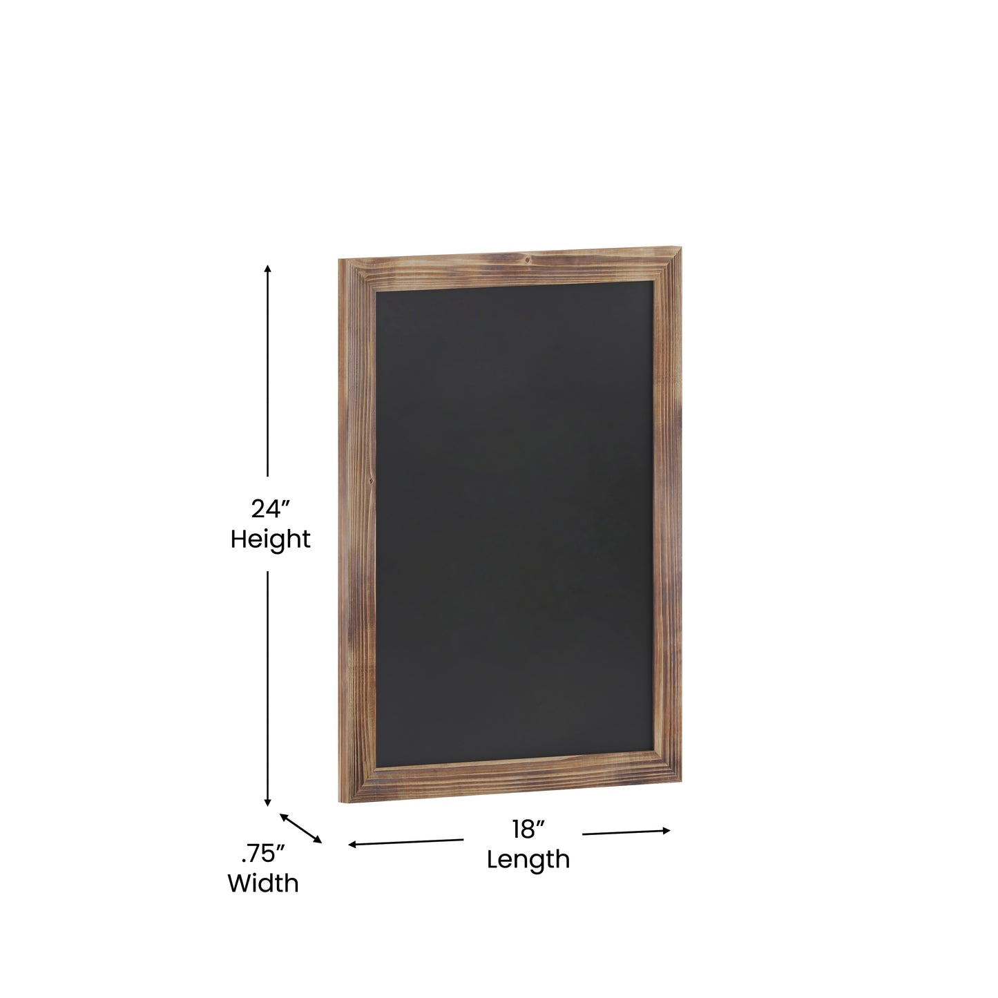 Canterbury 18" x 24" Torched Wood Wall Mount Magnetic Chalkboard Sign with Eraser, Hanging Wall Chalkboard Memo Board for Home, School, or Business Torched Brown