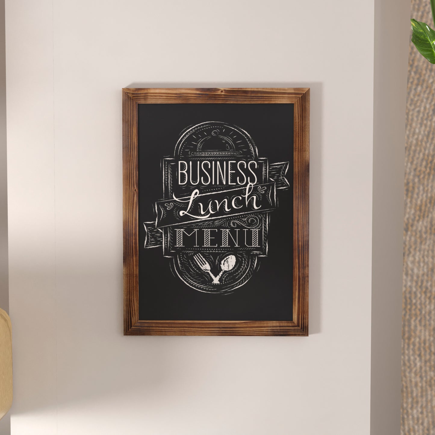 Canterbury 18" x 24" Torched Wood Wall Mount Magnetic Chalkboard Sign with Eraser, Hanging Wall Chalkboard Memo Board for Home, School, or Business Torched Brown