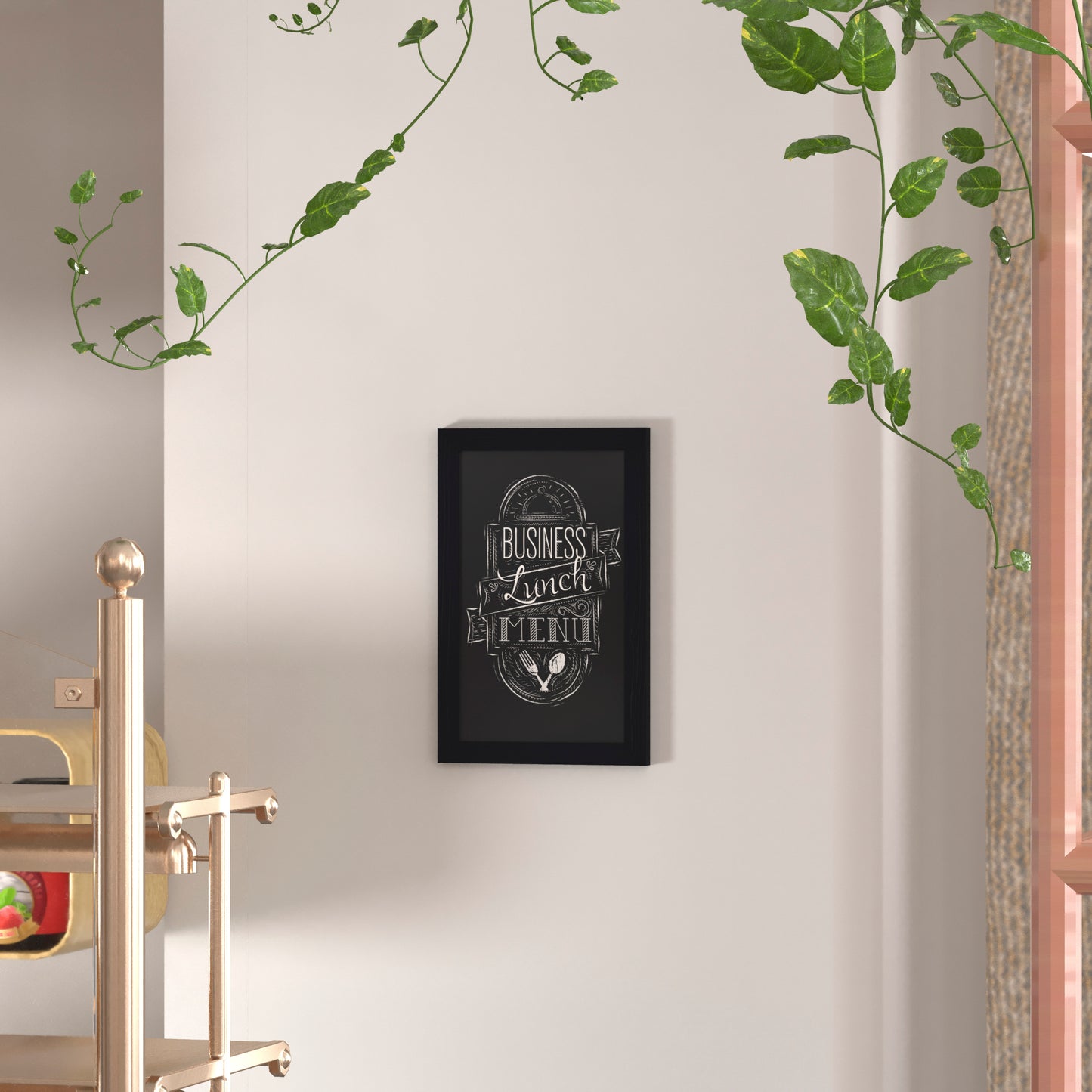 Canterbury 11" x 17" Black Wall Mount Magnetic Chalkboard Sign with Eraser, Hanging Wall Chalkboard Memo Board for Home, School, or Business Black HGWA-GDIS-CRE8-862315-GG