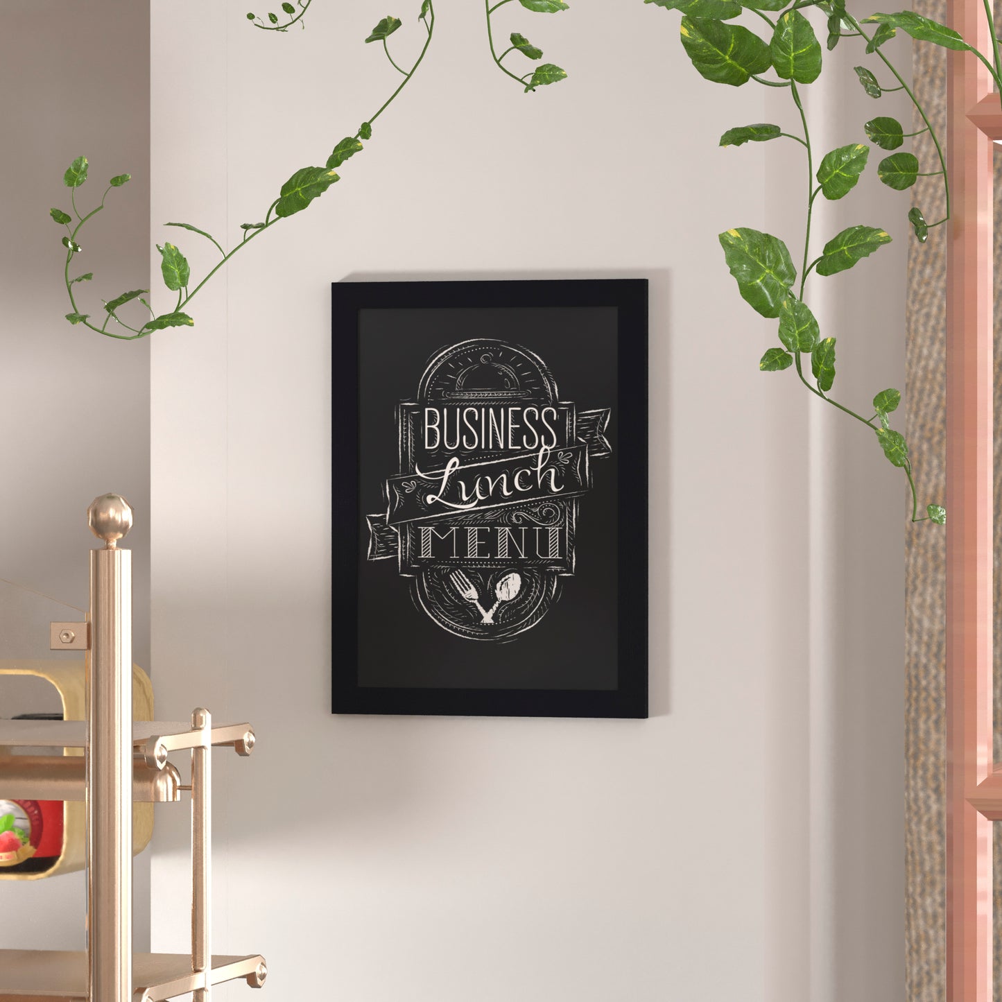 Canterbury 18" x 24" Black Wall Mount Magnetic Chalkboard Sign with Eraser, Hanging Wall Chalkboard Memo Board for Home, School, or Business Black HGWA-GDIS-CRE8-952315-GG