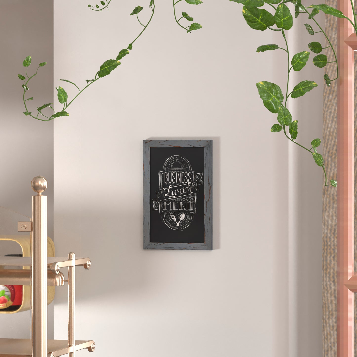 Canterbury 11" x 17" Rustic Gray Wall Mount Magnetic Chalkboard Sign with Eraser, Hanging Wall Chalkboard Memo Board for Home, School, or Business Grey HGWA-GDIS-CRE8-962315-GG