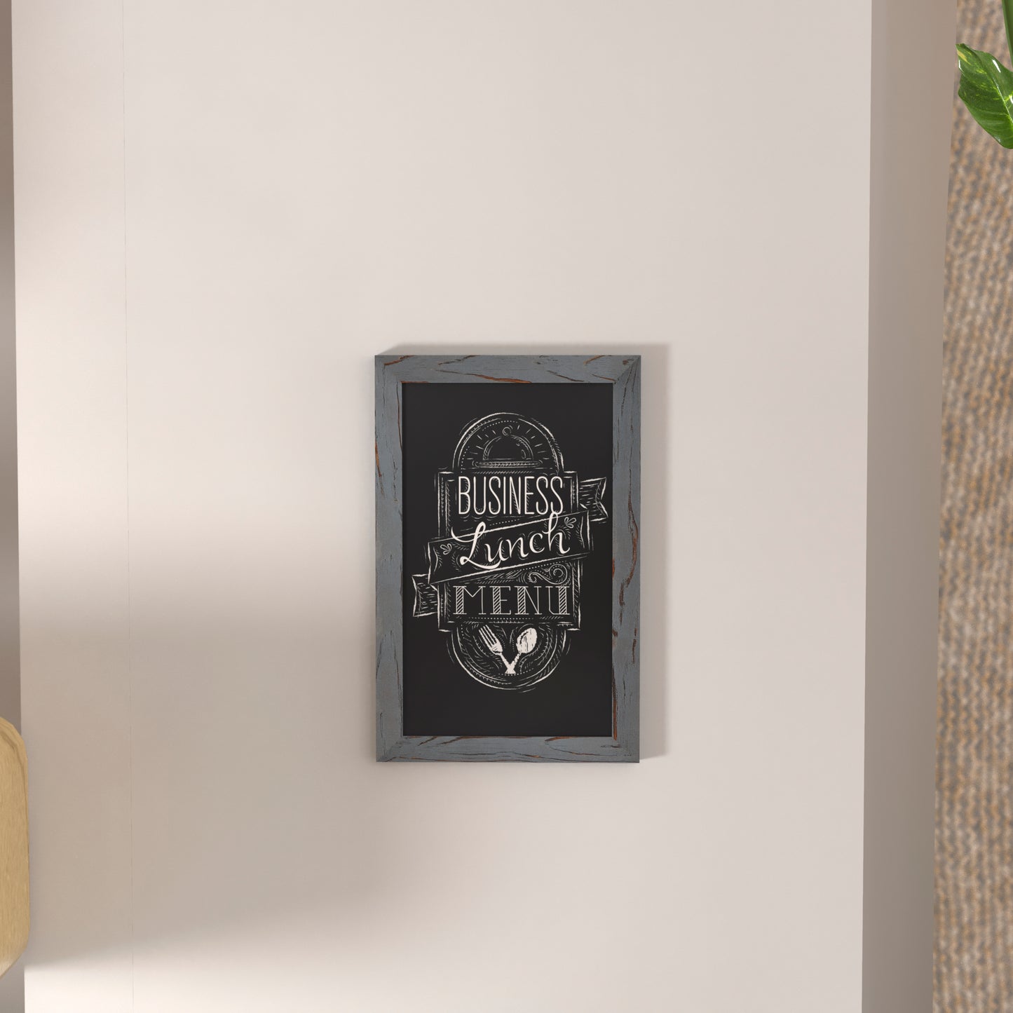 Canterbury 11" x 17" Rustic Gray Wall Mount Magnetic Chalkboard Sign with Eraser, Hanging Wall Chalkboard Memo Board for Home, School, or Business Grey HGWA-GDIS-CRE8-962315-GG