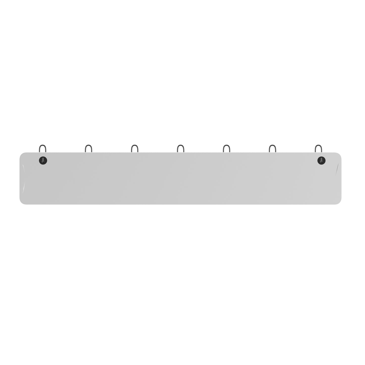 Daly Wall Mounted 34 Inch Solid White Pine Wood Storage Rack with 7 Hooks For Entryway, Kitchen, Bathroom Solid White