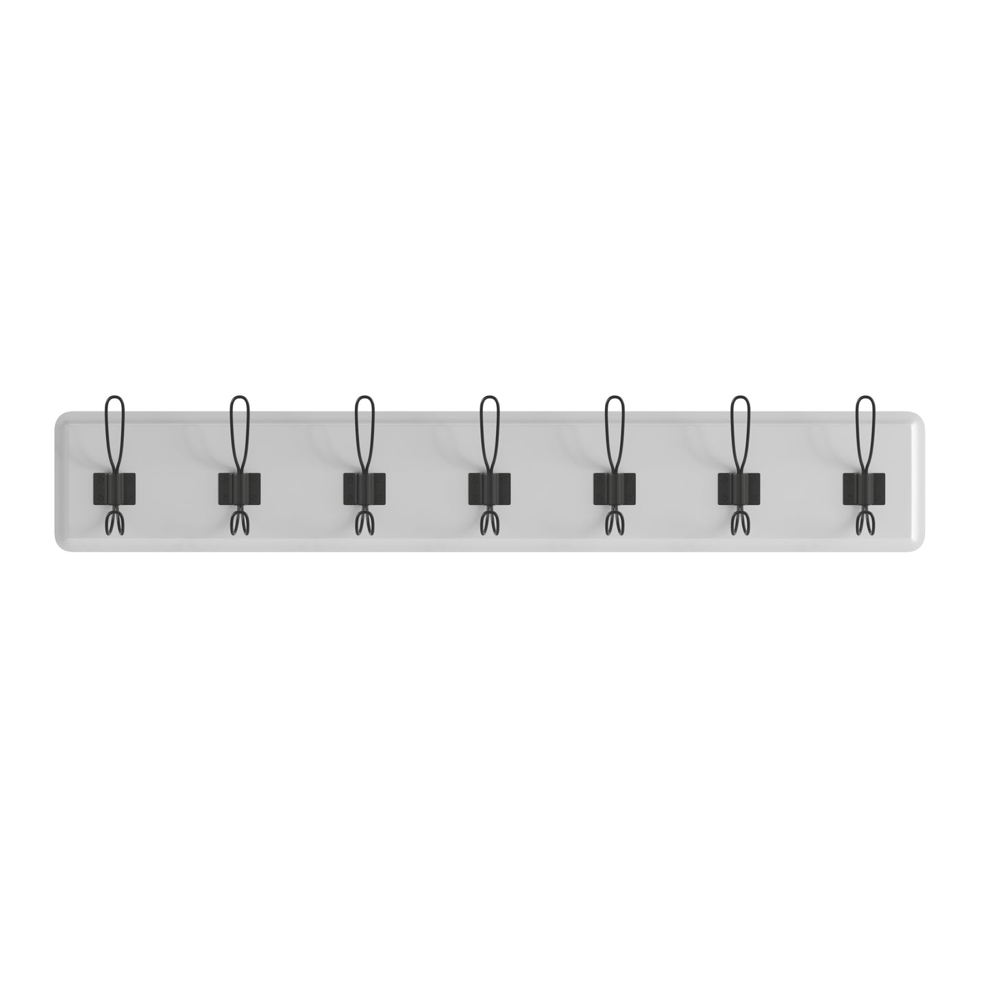 Daly Wall Mounted 34 Inch Solid White Pine Wood Storage Rack with 7 Hooks For Entryway, Kitchen, Bathroom Solid White