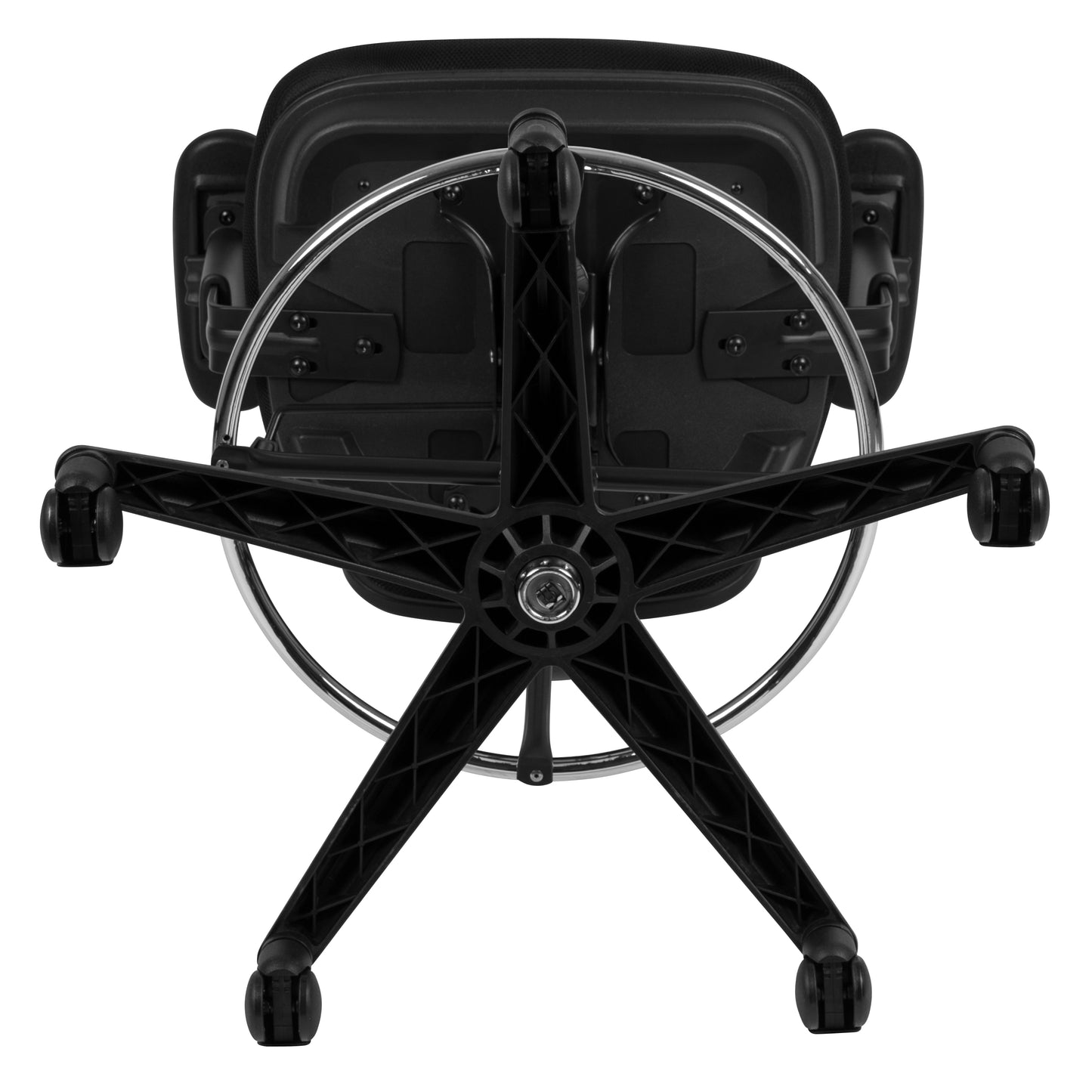 Tyler Mid-Back Black Mesh Ergonomic Drafting Chair with Adjustable Chrome Foot Ring, Adjustable Arms and Black Frame Black Mesh/Black Frame