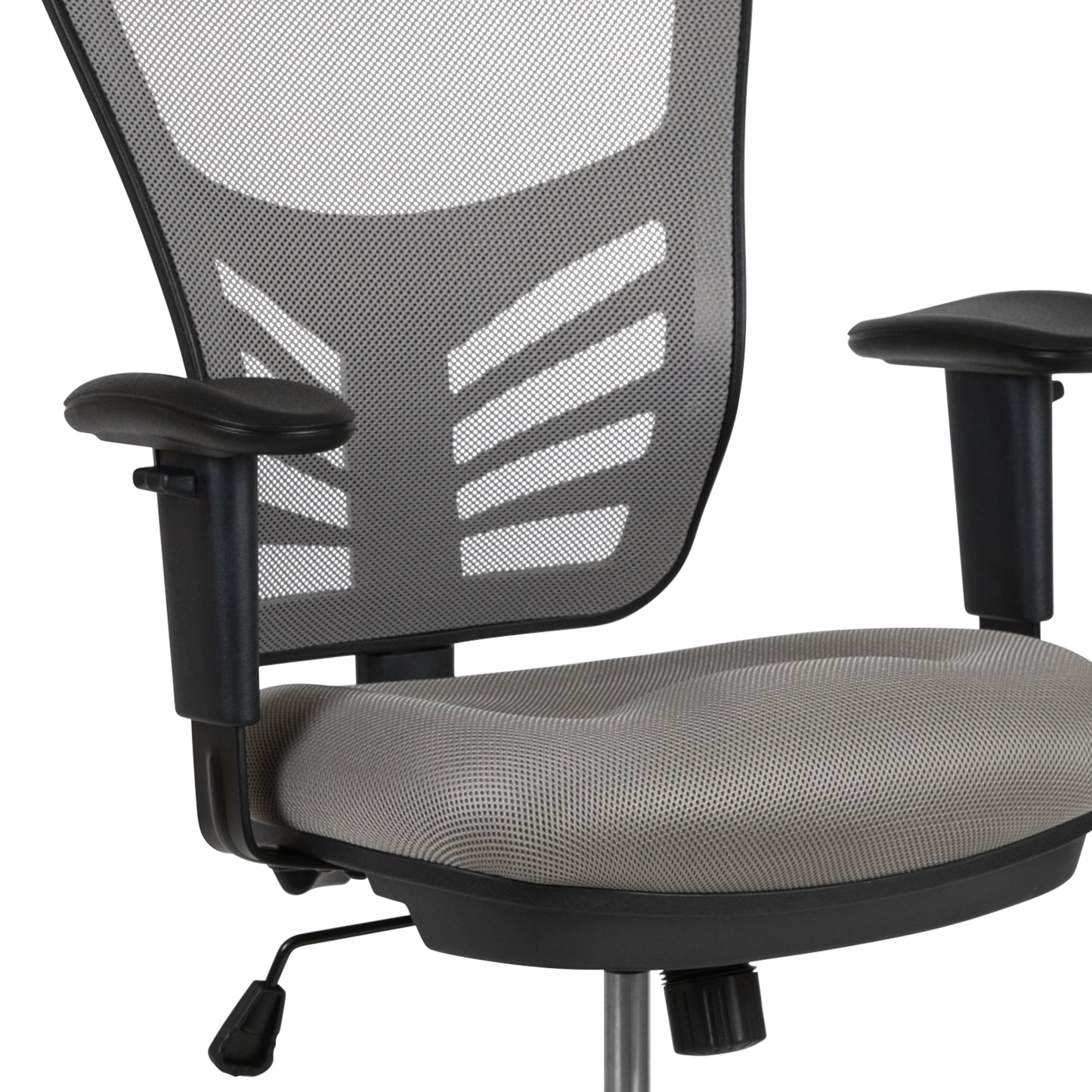 Tyler Mid-Back Light Gray Mesh Ergonomic Drafting Chair with Adjustable Chrome Foot Ring, Adjustable Arms and Black Frame Light Gray Mesh/Black Frame