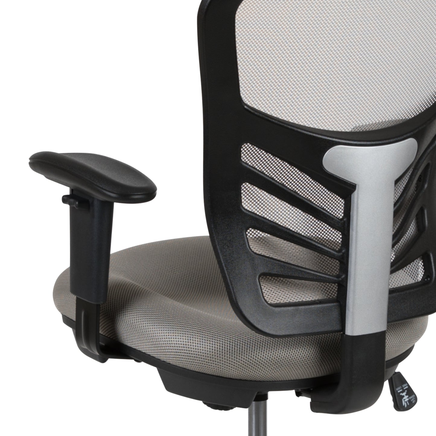 Tyler Mid-Back Light Gray Mesh Ergonomic Drafting Chair with Adjustable Chrome Foot Ring, Adjustable Arms and Black Frame Light Gray Mesh/Black Frame