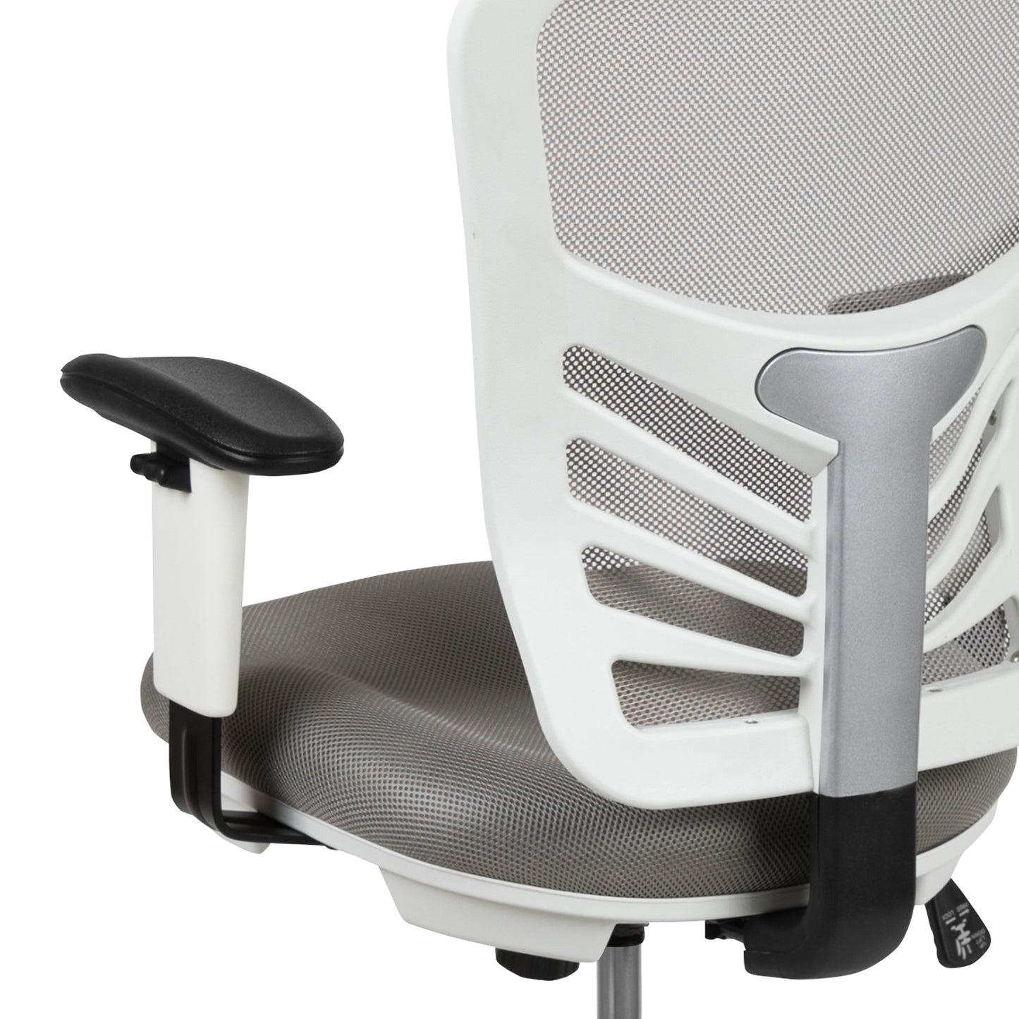 Tyler Mid-Back Light Gray Mesh Ergonomic Drafting Chair with Adjustable Chrome Foot Ring, Adjustable Arms and White Frame Light Gray Mesh/White Frame