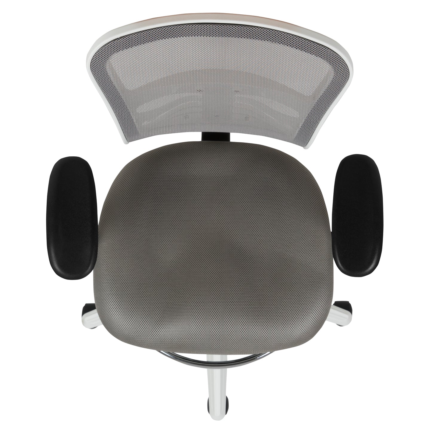 Tyler Mid-Back Light Gray Mesh Ergonomic Drafting Chair with Adjustable Chrome Foot Ring, Adjustable Arms and White Frame Light Gray Mesh/White Frame