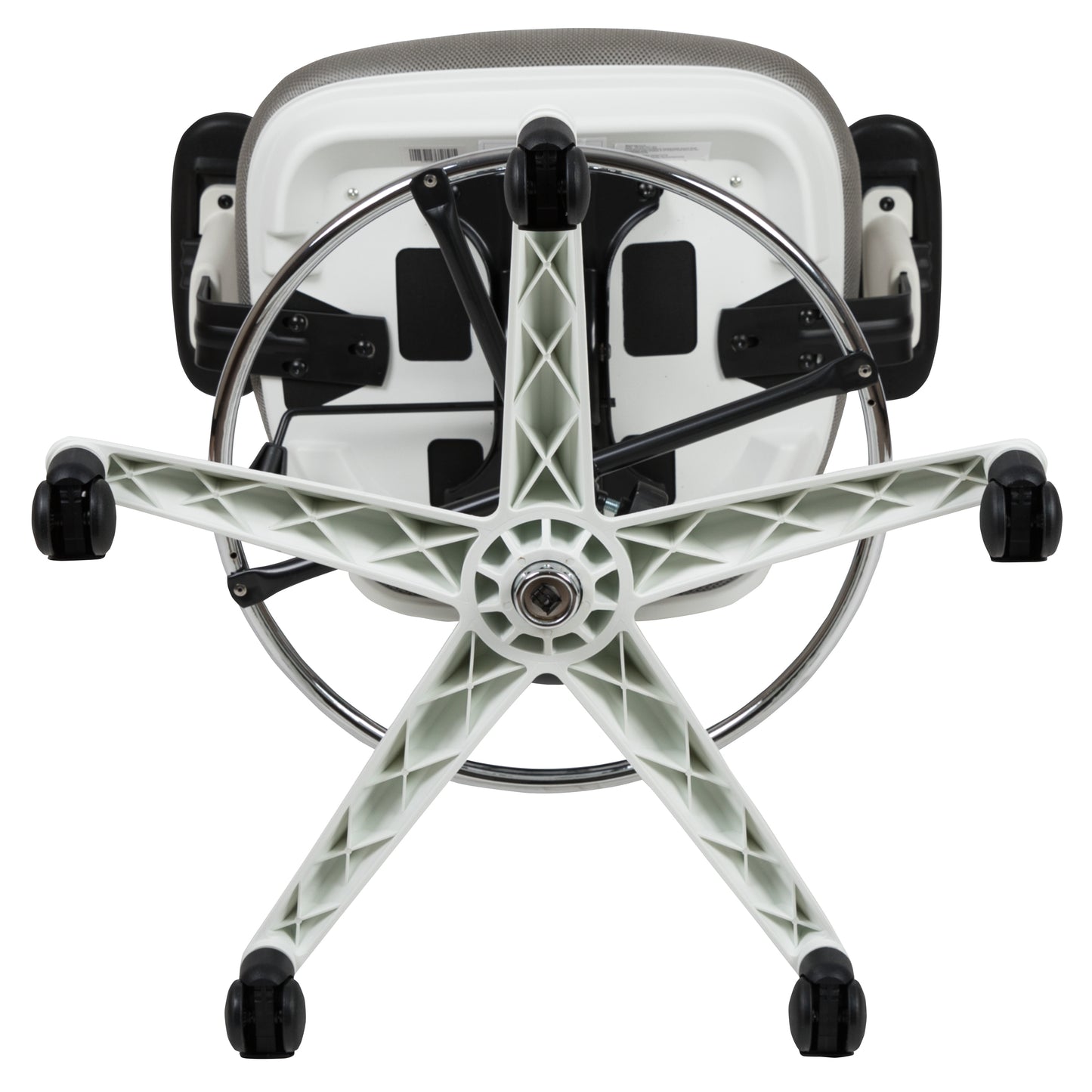 Tyler Mid-Back Light Gray Mesh Ergonomic Drafting Chair with Adjustable Chrome Foot Ring, Adjustable Arms and White Frame Light Gray Mesh/White Frame
