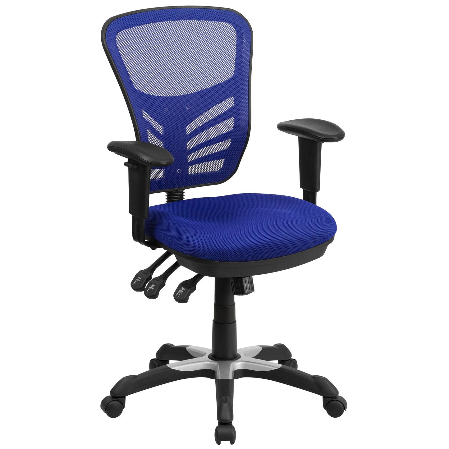 Nicholas Mid-Back Blue Mesh Multifunction Executive Swivel Ergonomic Office Chair with Adjustable Arms Blue/Black Frame