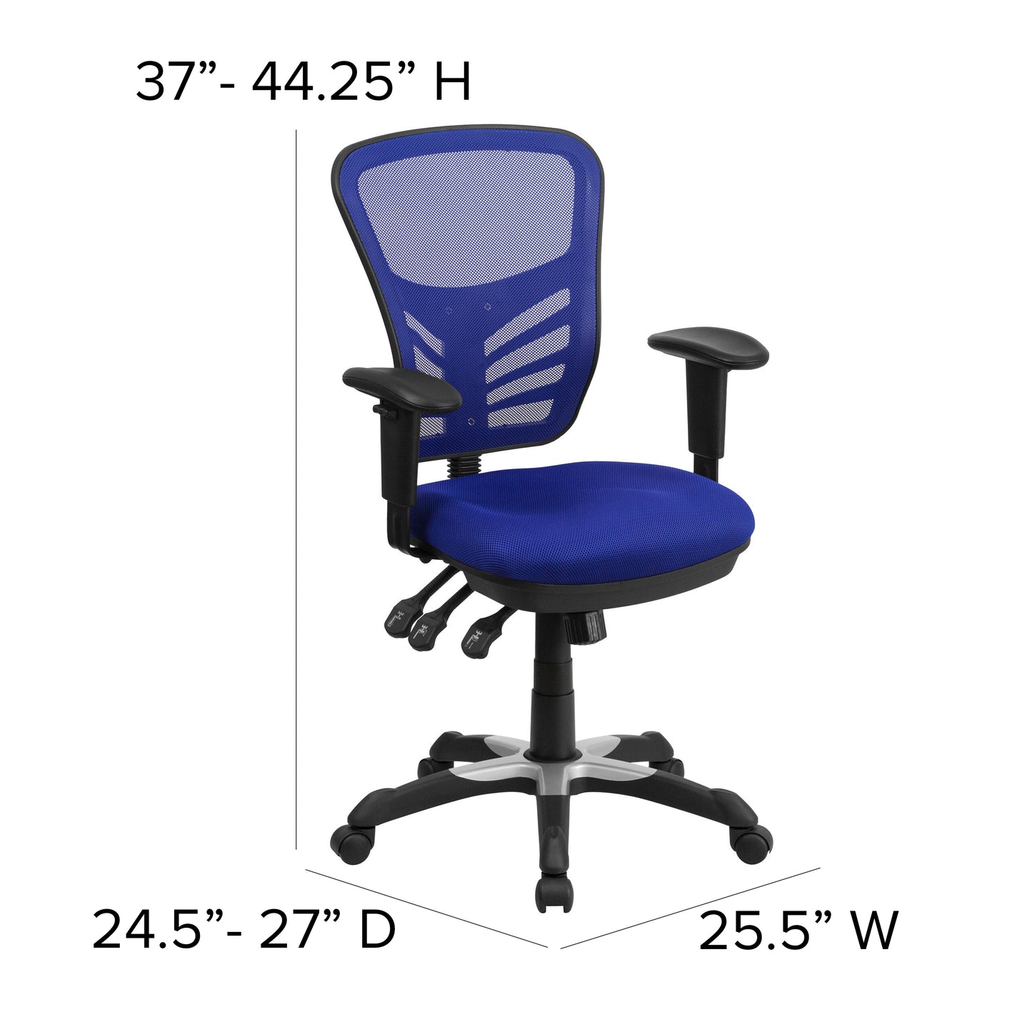 Nicholas Mid-Back Blue Mesh Multifunction Executive Swivel Ergonomic Office Chair with Adjustable Arms Blue/Black Frame