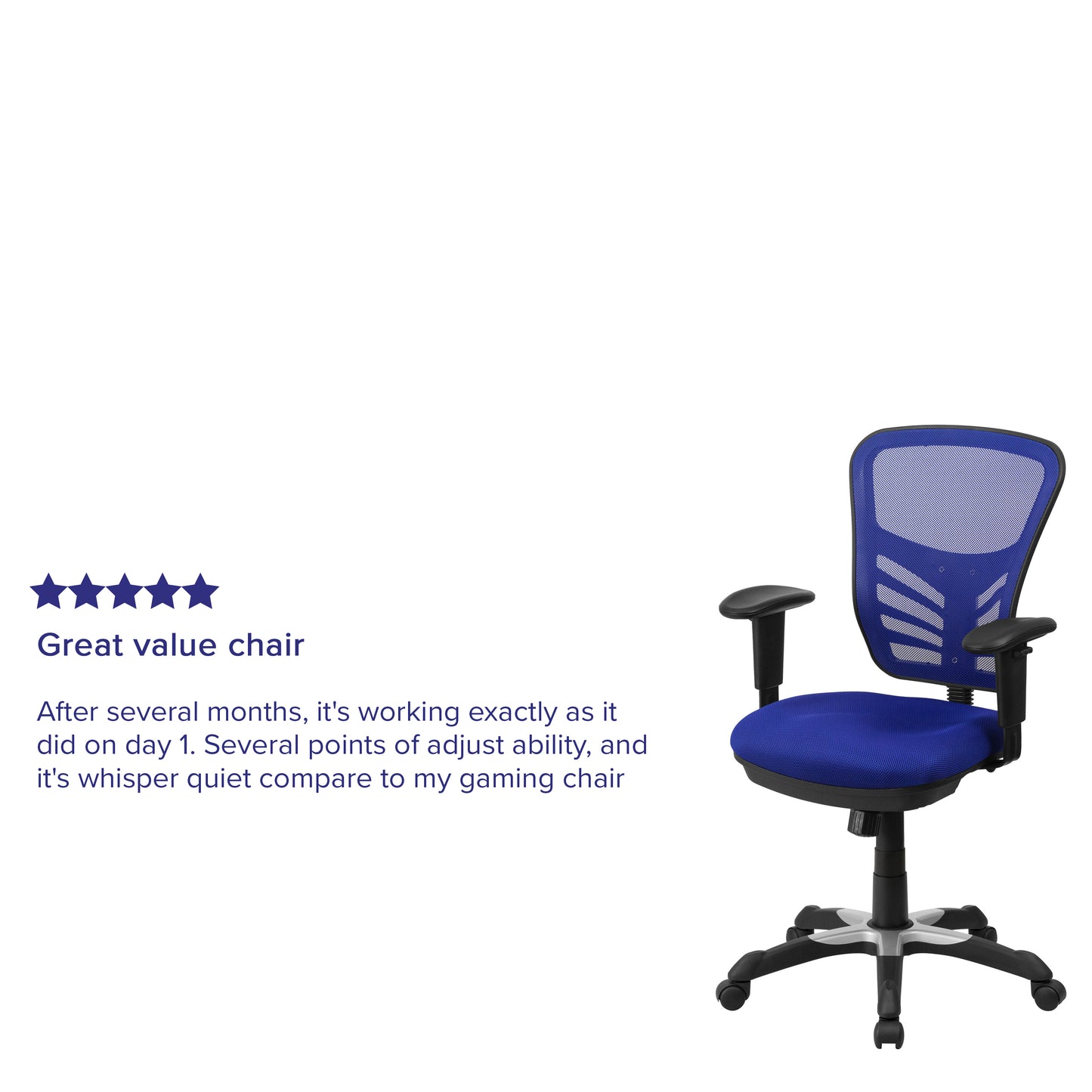 Nicholas Mid-Back Blue Mesh Multifunction Executive Swivel Ergonomic Office Chair with Adjustable Arms Blue/Black Frame