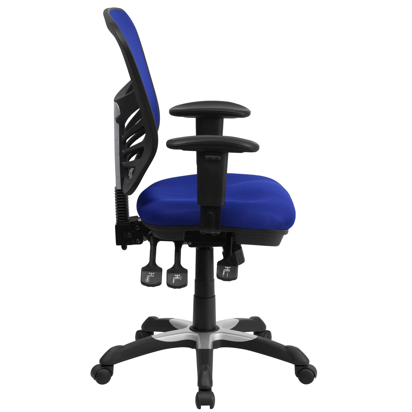 Nicholas Mid-Back Blue Mesh Multifunction Executive Swivel Ergonomic Office Chair with Adjustable Arms Blue/Black Frame