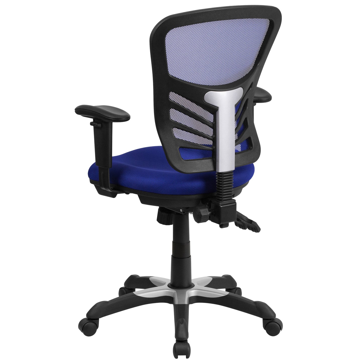 Nicholas Mid-Back Blue Mesh Multifunction Executive Swivel Ergonomic Office Chair with Adjustable Arms Blue/Black Frame