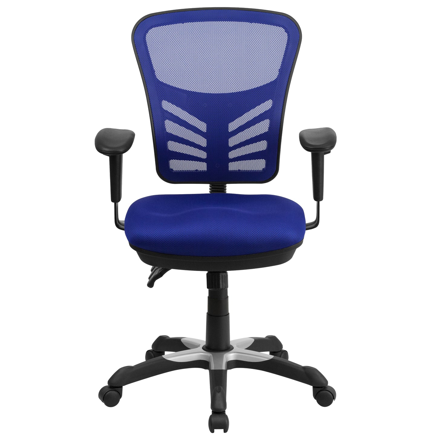 Nicholas Mid-Back Blue Mesh Multifunction Executive Swivel Ergonomic Office Chair with Adjustable Arms Blue/Black Frame