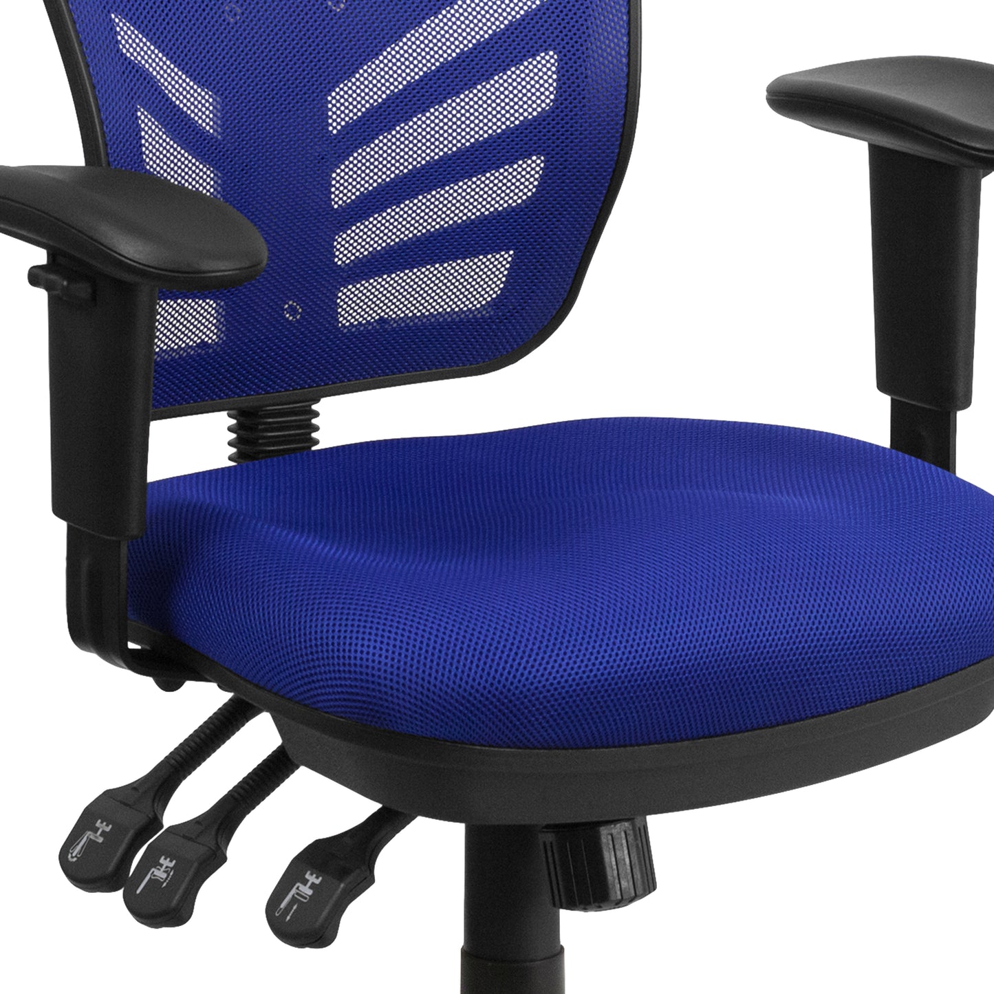 Nicholas Mid-Back Blue Mesh Multifunction Executive Swivel Ergonomic Office Chair with Adjustable Arms Blue/Black Frame