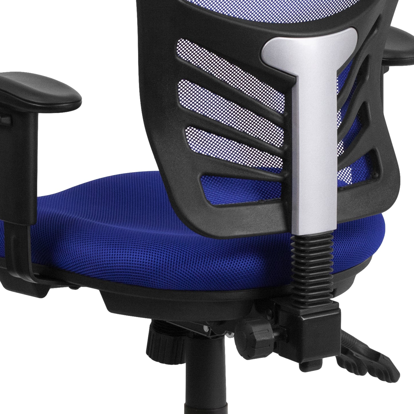 Nicholas Mid-Back Blue Mesh Multifunction Executive Swivel Ergonomic Office Chair with Adjustable Arms Blue/Black Frame