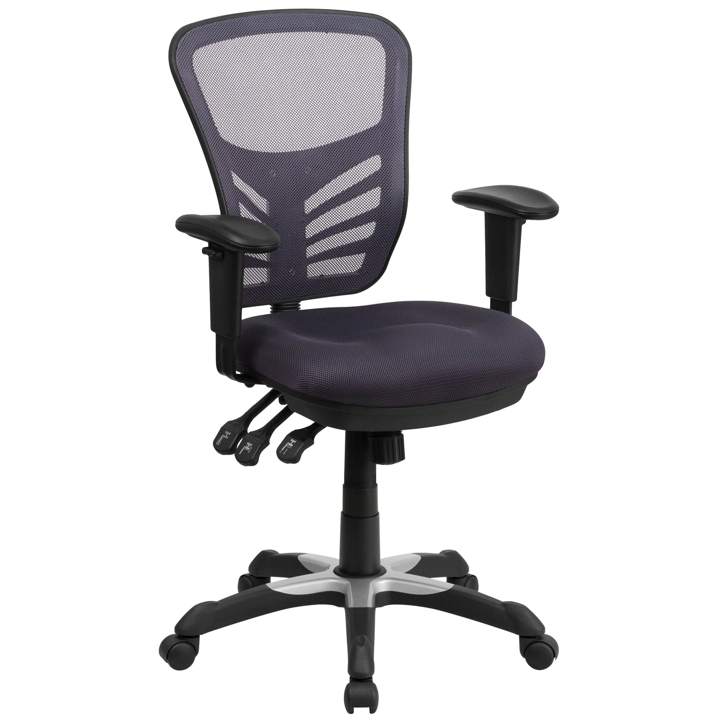Nicholas Mid-Back Dark Gray Mesh Multifunction Executive Swivel Ergonomic Office Chair with Adjustable Arms Dark Gray/Black Frame