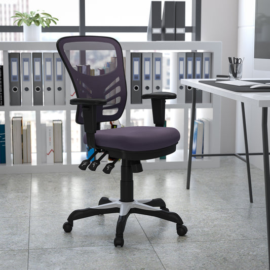 Nicholas Mid-Back Dark Gray Mesh Multifunction Executive Swivel Ergonomic Office Chair with Adjustable Arms Dark Gray/Black Frame HL-0001-DK-GY-GG