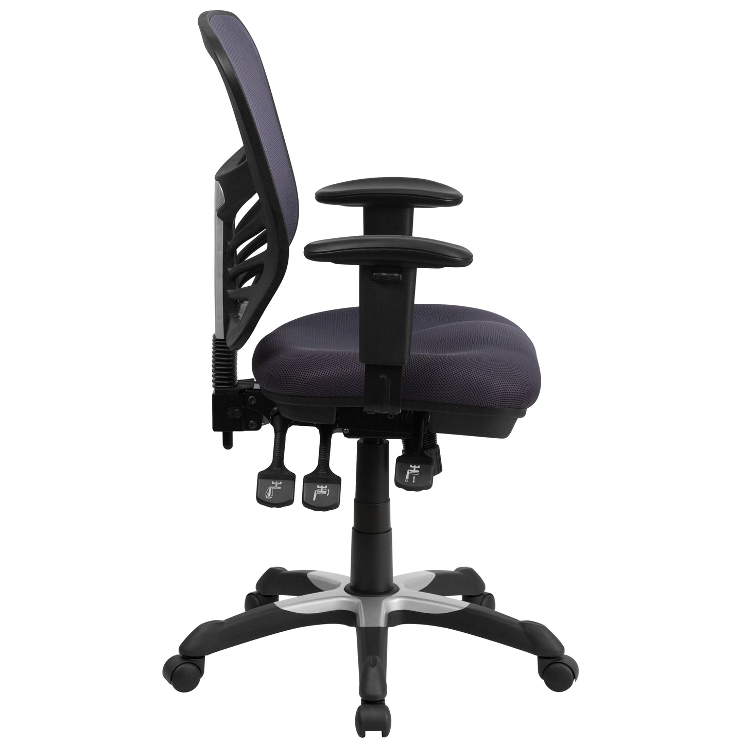 Nicholas Mid-Back Dark Gray Mesh Multifunction Executive Swivel Ergonomic Office Chair with Adjustable Arms Dark Gray/Black Frame