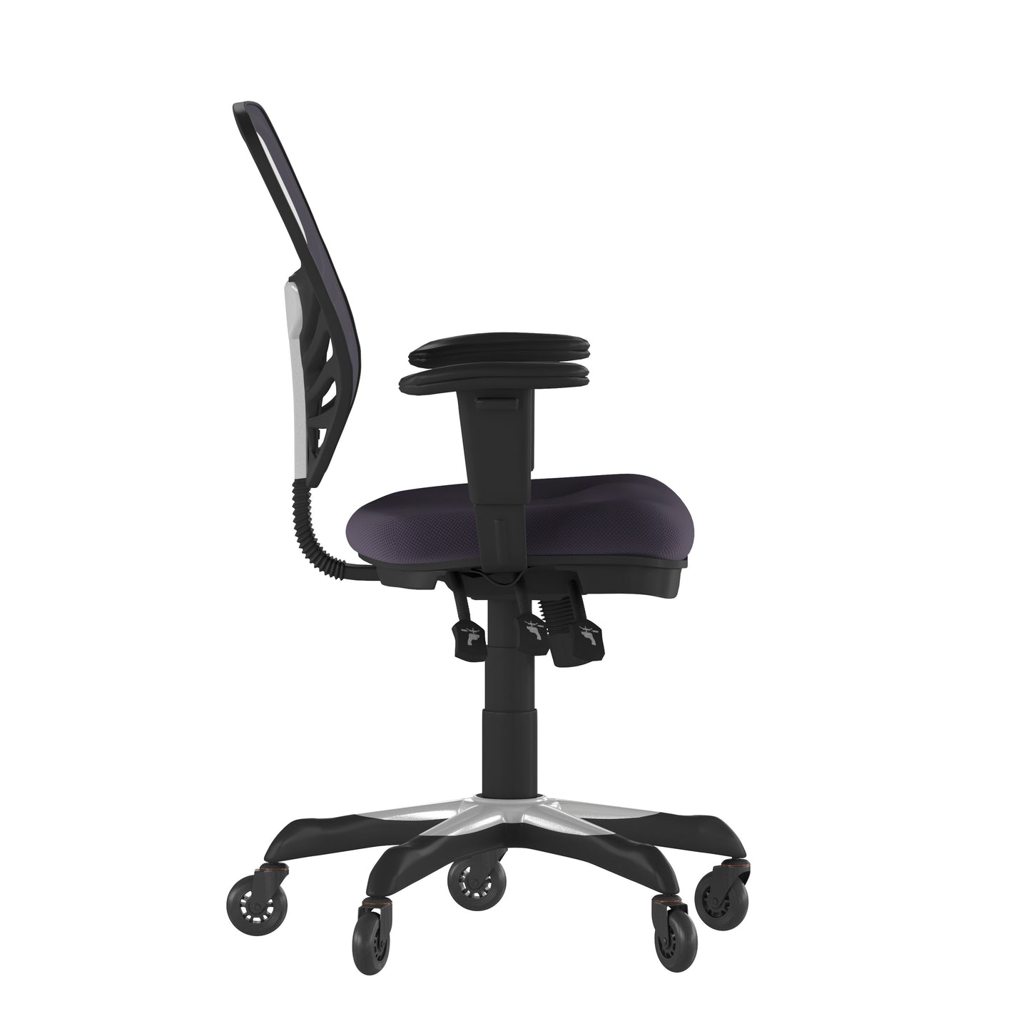Nicholas Mid-Back Dark Gray Mesh Multifunction Executive Swivel Ergonomic Office Chair with Adjustable Arms and Transparent Roller Wheels Dark Gray/Black Frame
