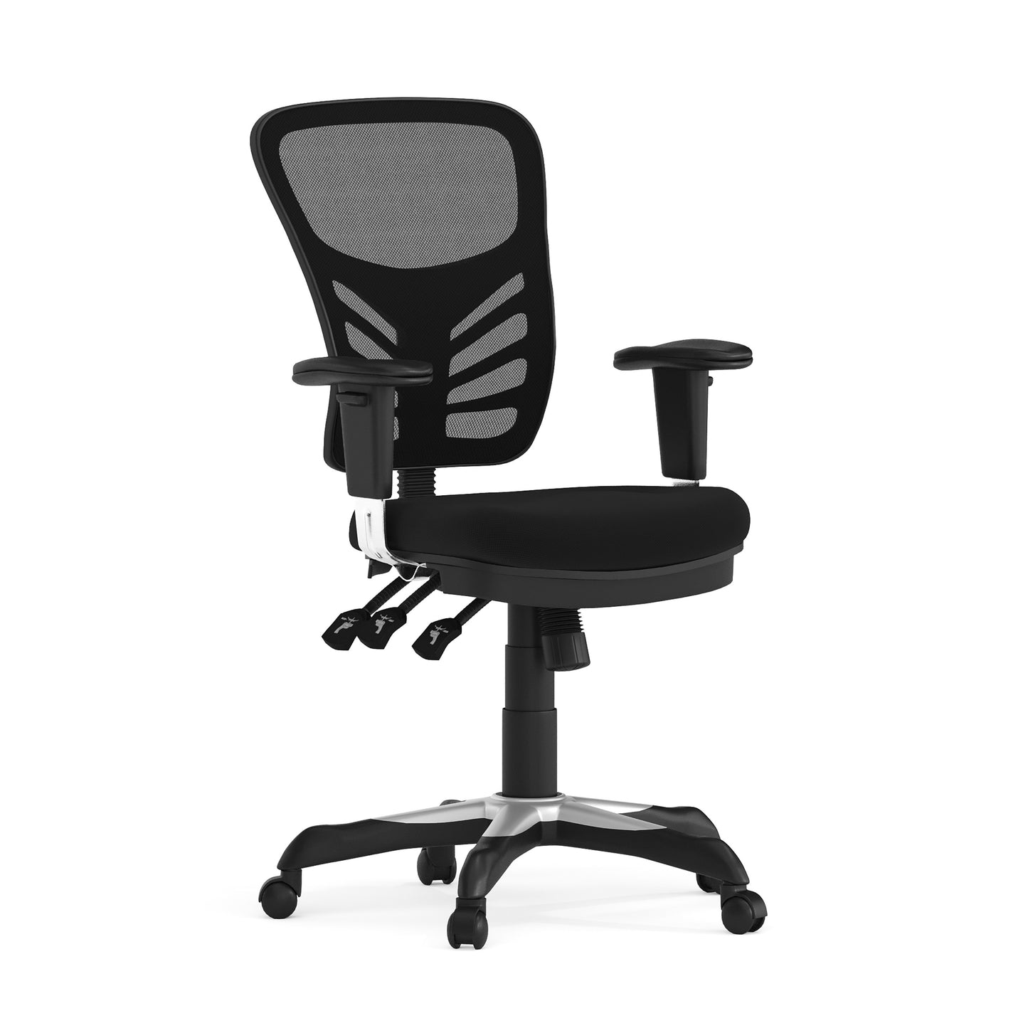 Nicholas Mid-Back Black Mesh Multifunction Executive Swivel Ergonomic Office Chair with Adjustable Arms Black/Black Frame