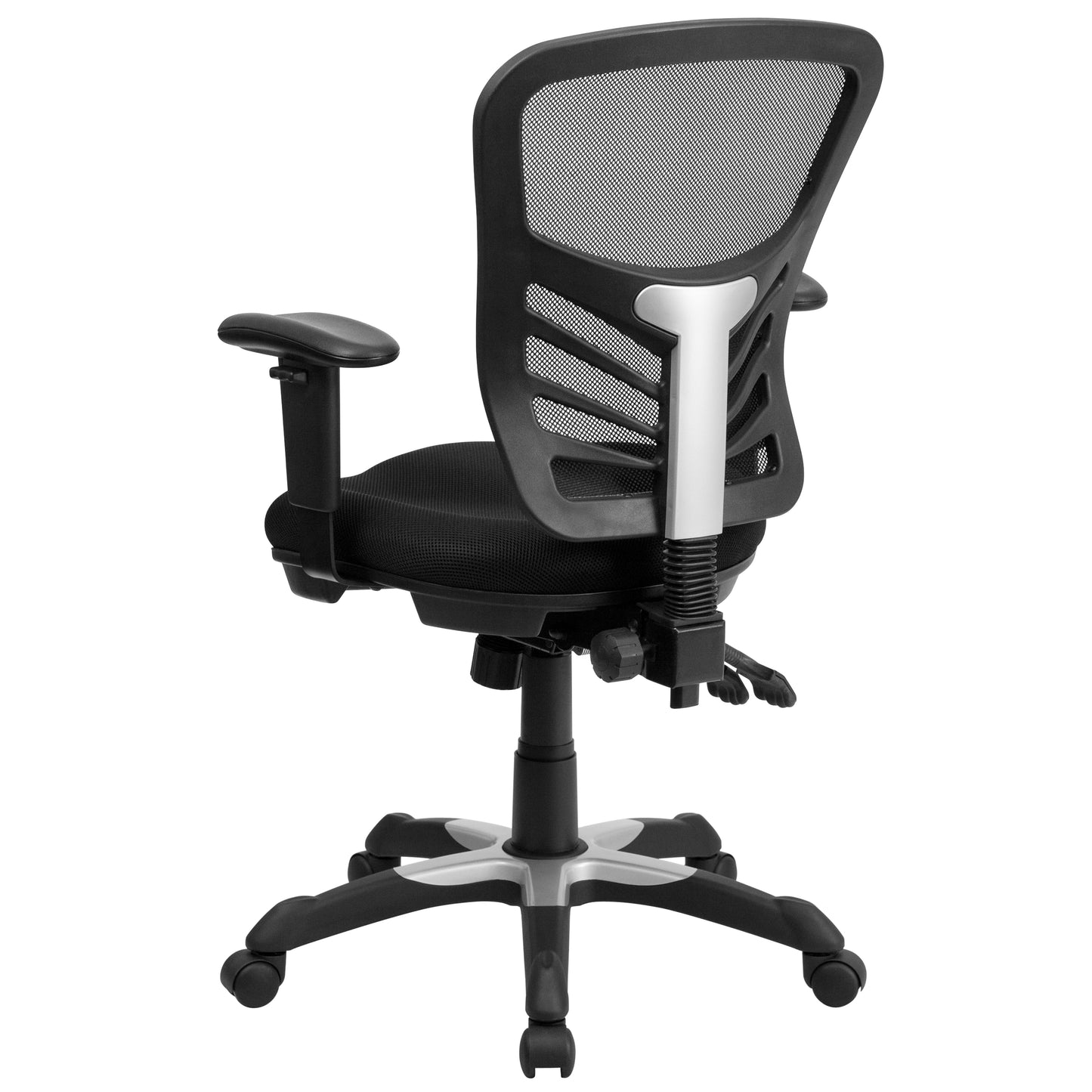 Nicholas Mid-Back Black Mesh Multifunction Executive Swivel Ergonomic Office Chair with Adjustable Arms Black/Black Frame