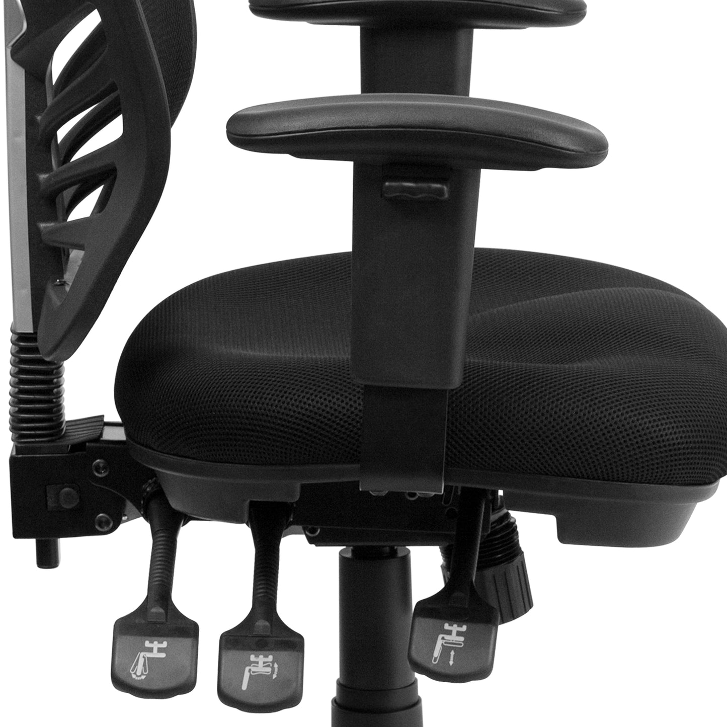 Nicholas Mid-Back Black Mesh Multifunction Executive Swivel Ergonomic Office Chair with Adjustable Arms Black/Black Frame