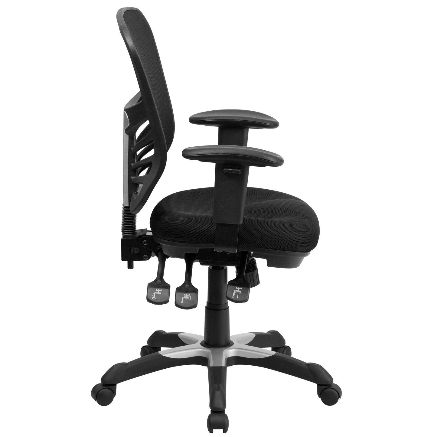 Nicholas Mid-Back Black Mesh Multifunction Executive Swivel Ergonomic Office Chair with Adjustable Arms Black/Black Frame