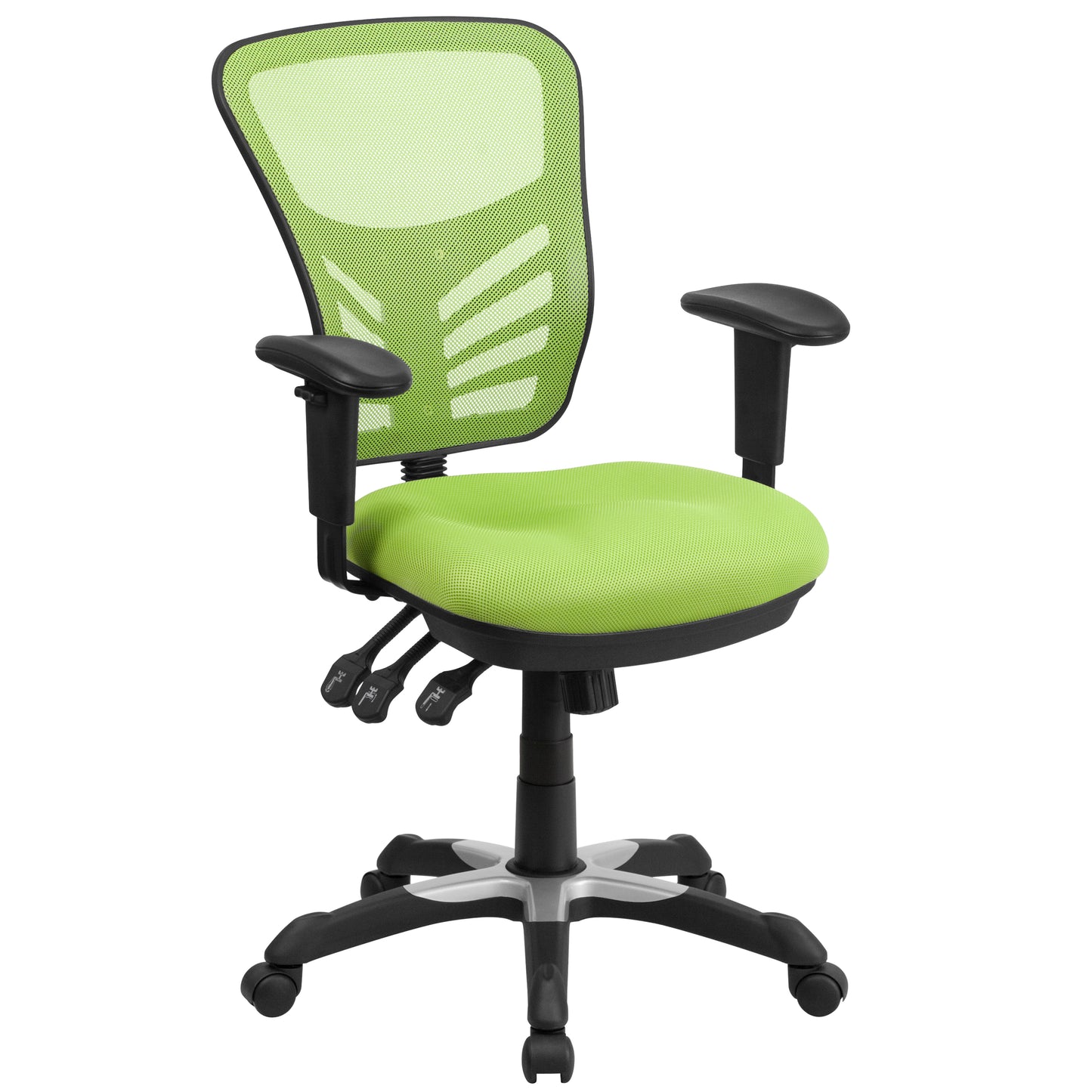 Nicholas Mid-Back Green Mesh Multifunction Executive Swivel Ergonomic Office Chair with Adjustable Arms Green/Black Frame