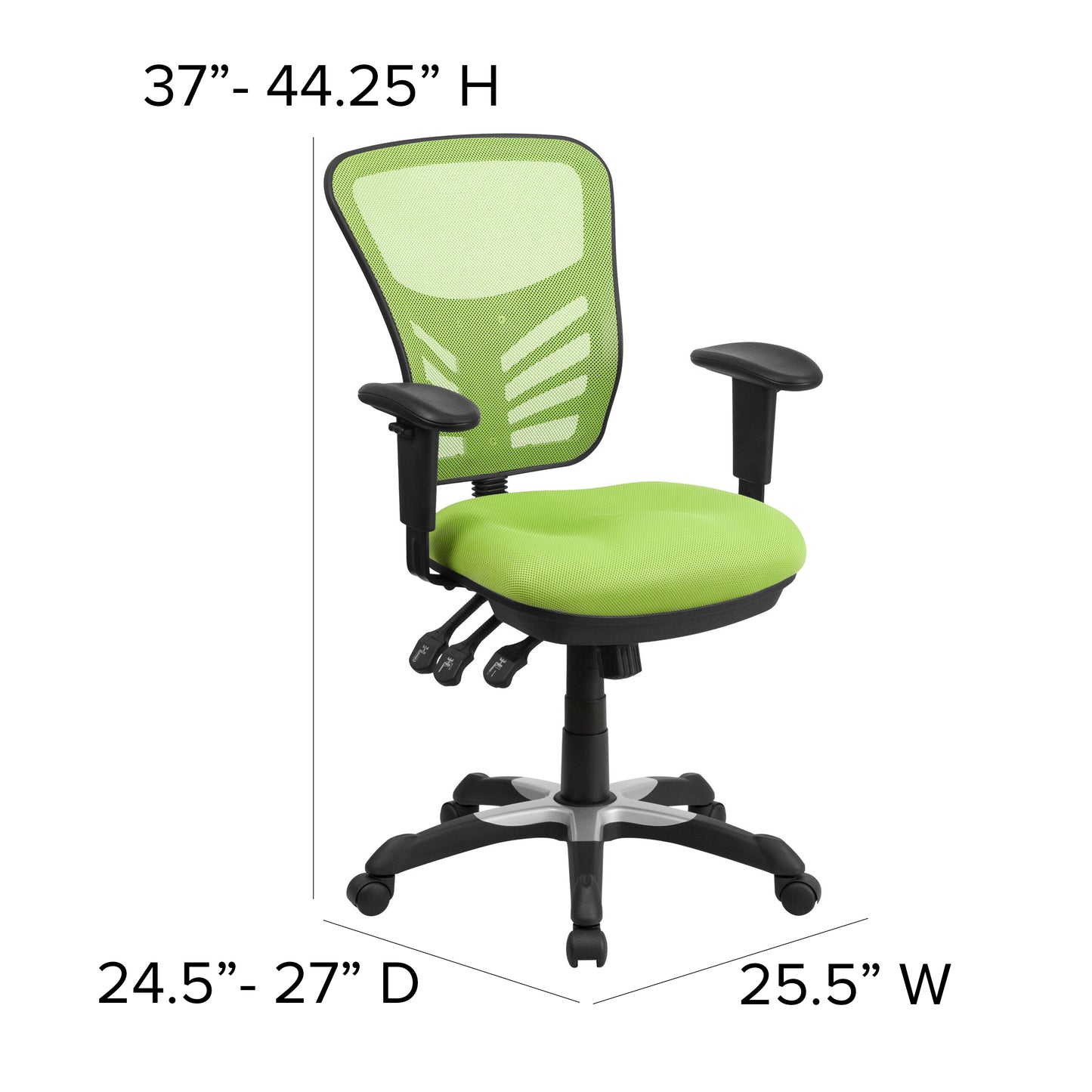 Nicholas Mid-Back Green Mesh Multifunction Executive Swivel Ergonomic Office Chair with Adjustable Arms Green/Black Frame