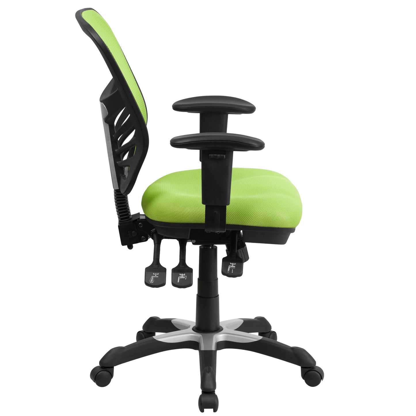 Nicholas Mid-Back Green Mesh Multifunction Executive Swivel Ergonomic Office Chair with Adjustable Arms Green/Black Frame